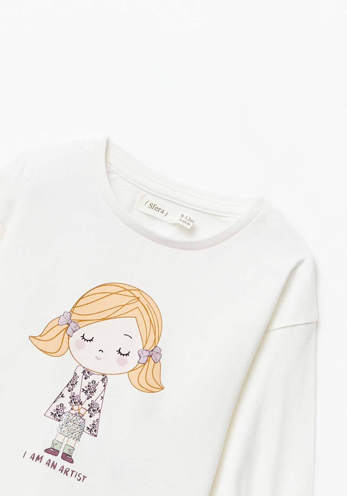 Sfera Long Sleeve Girl Tshirt - White 3 Shaws Department Stores