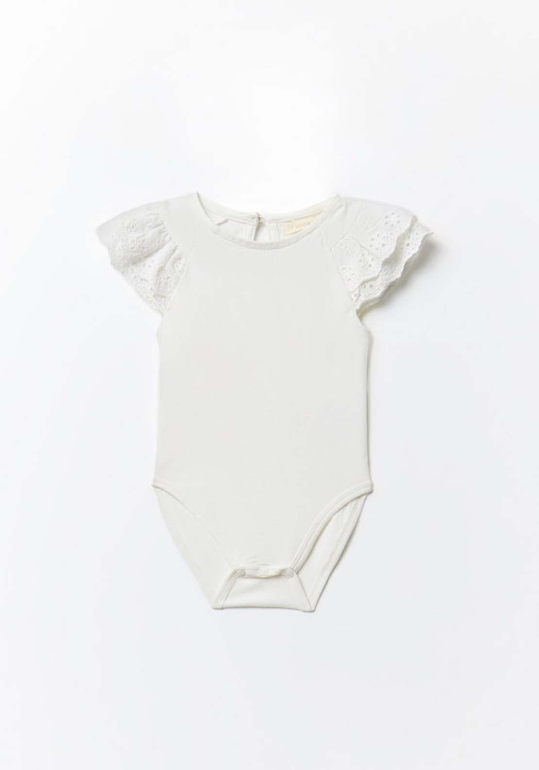 Lace Sleeve Bodysuit - White