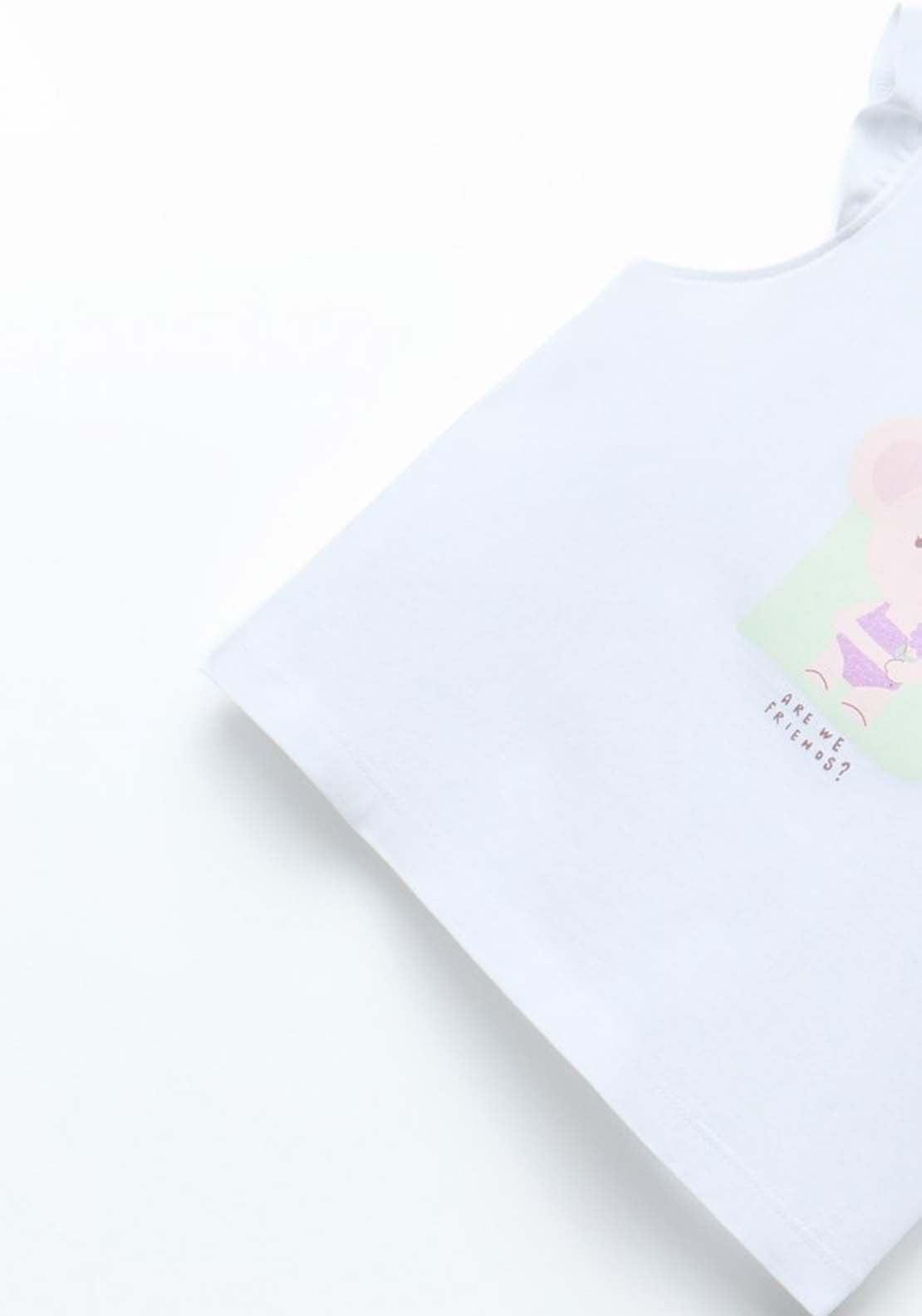 Ruffle Sleeve T-shirt - White
