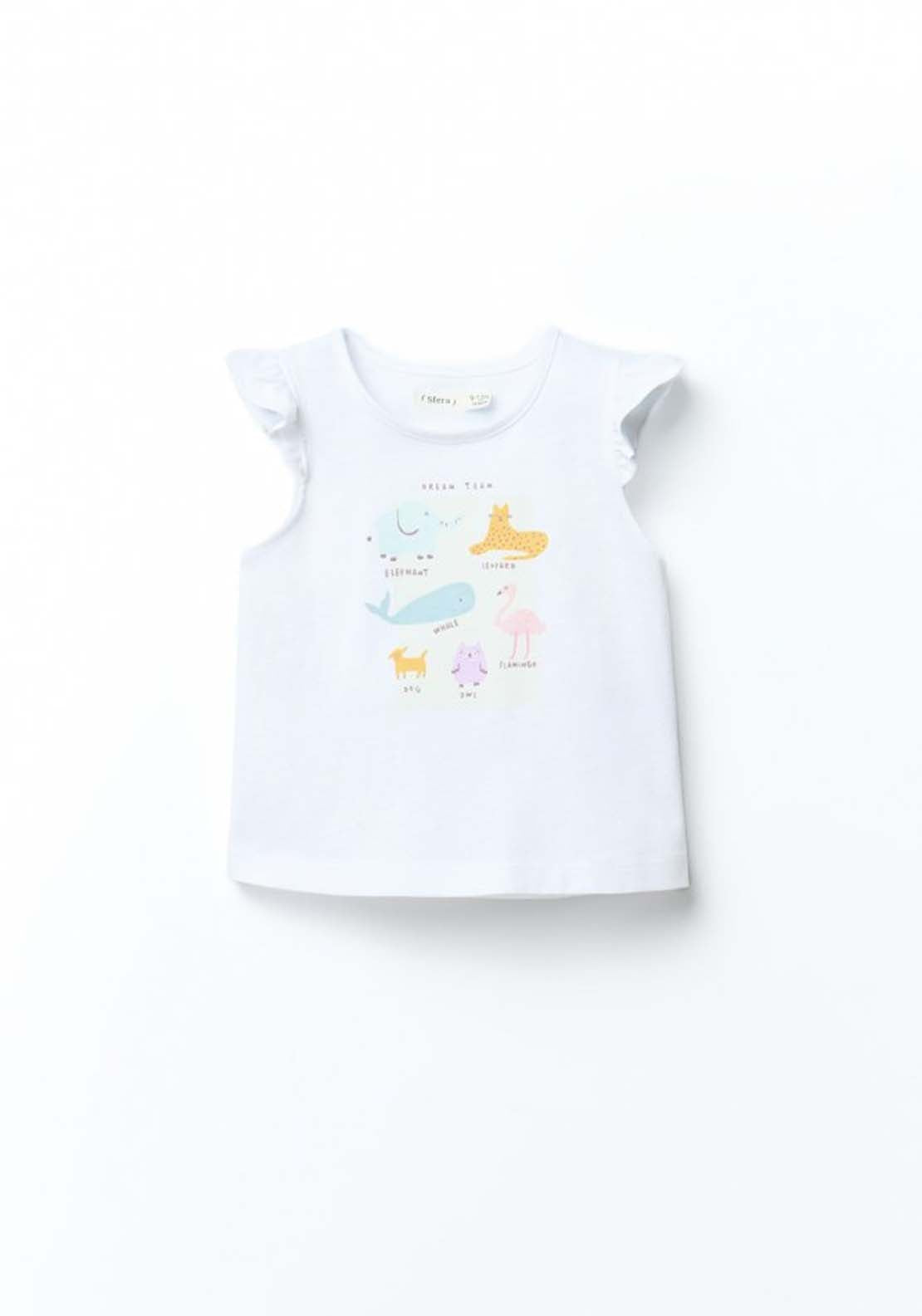Ruffle Sleeve T-shirt - White