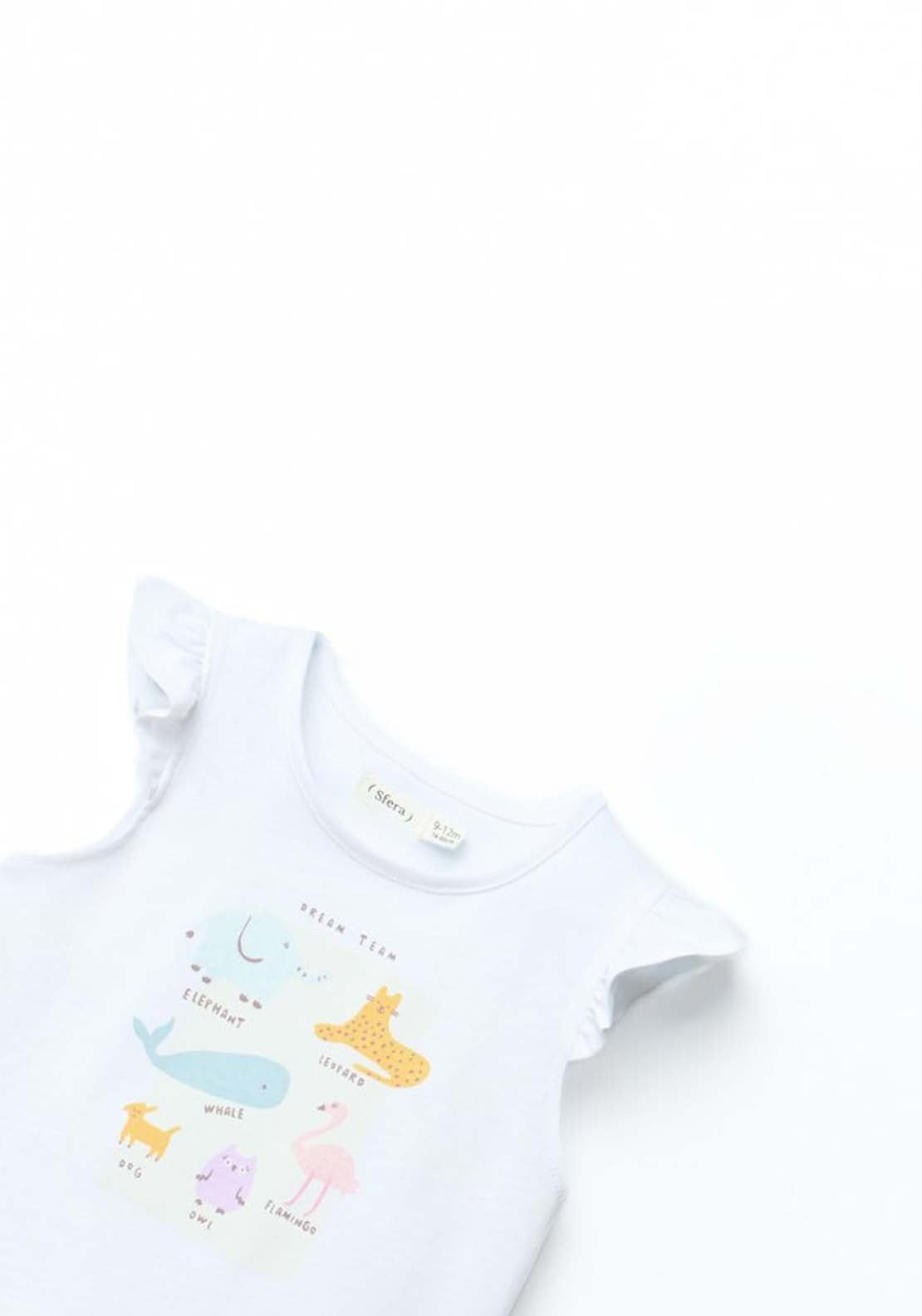 Ruffle Sleeve T-shirt - White