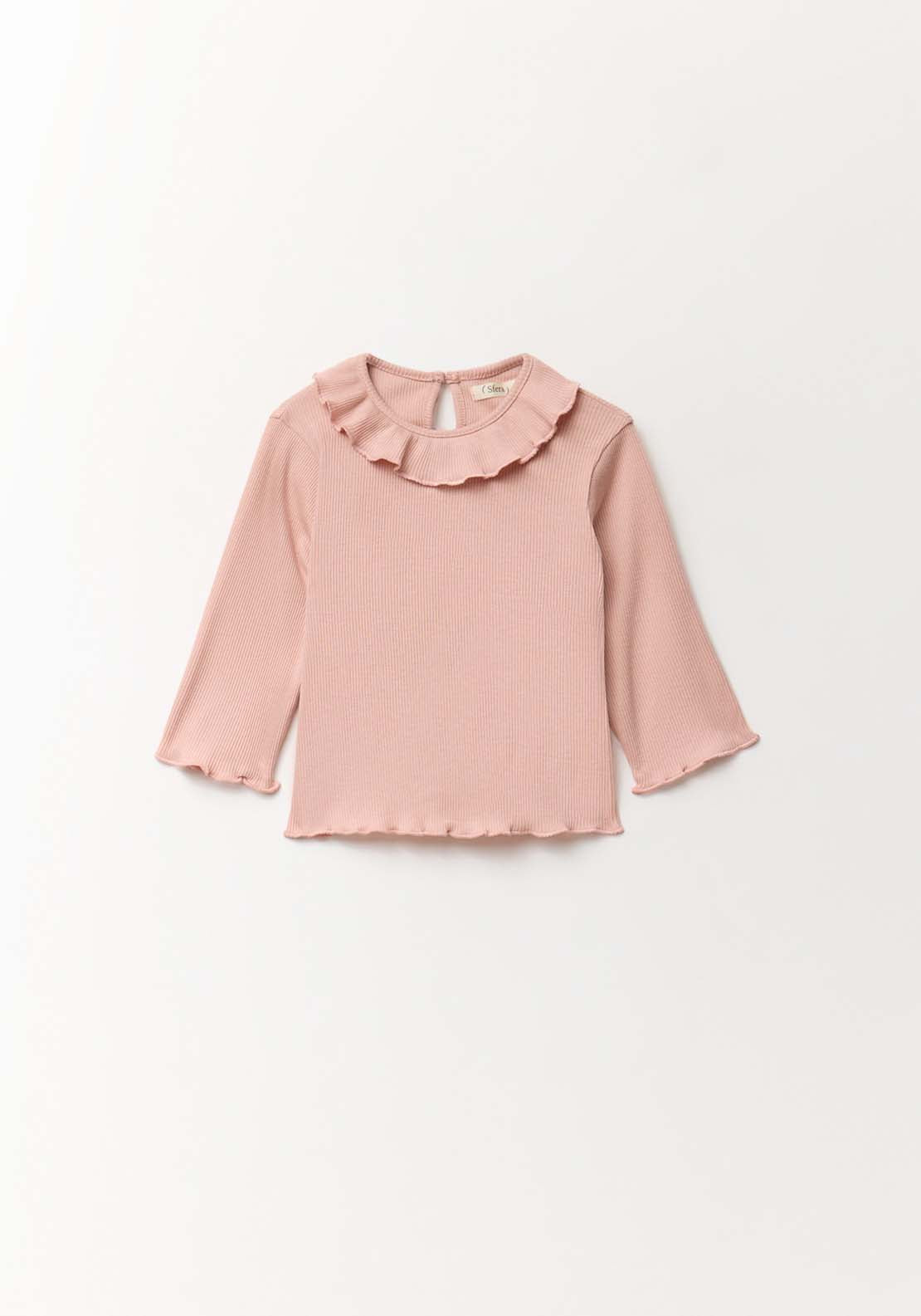 Ruffle Neck Top - Pink