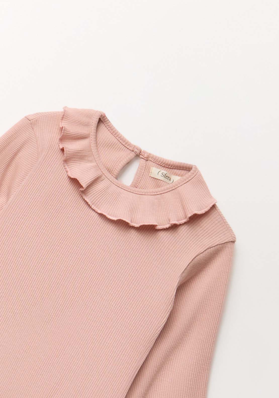 Ruffle Neck Top - Pink
