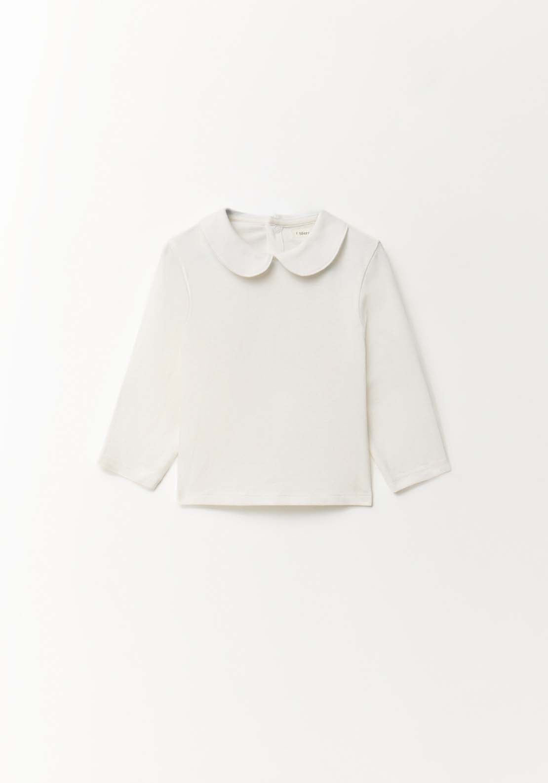 Peter Pan Collar Long-Sleeved T-Shirt - White