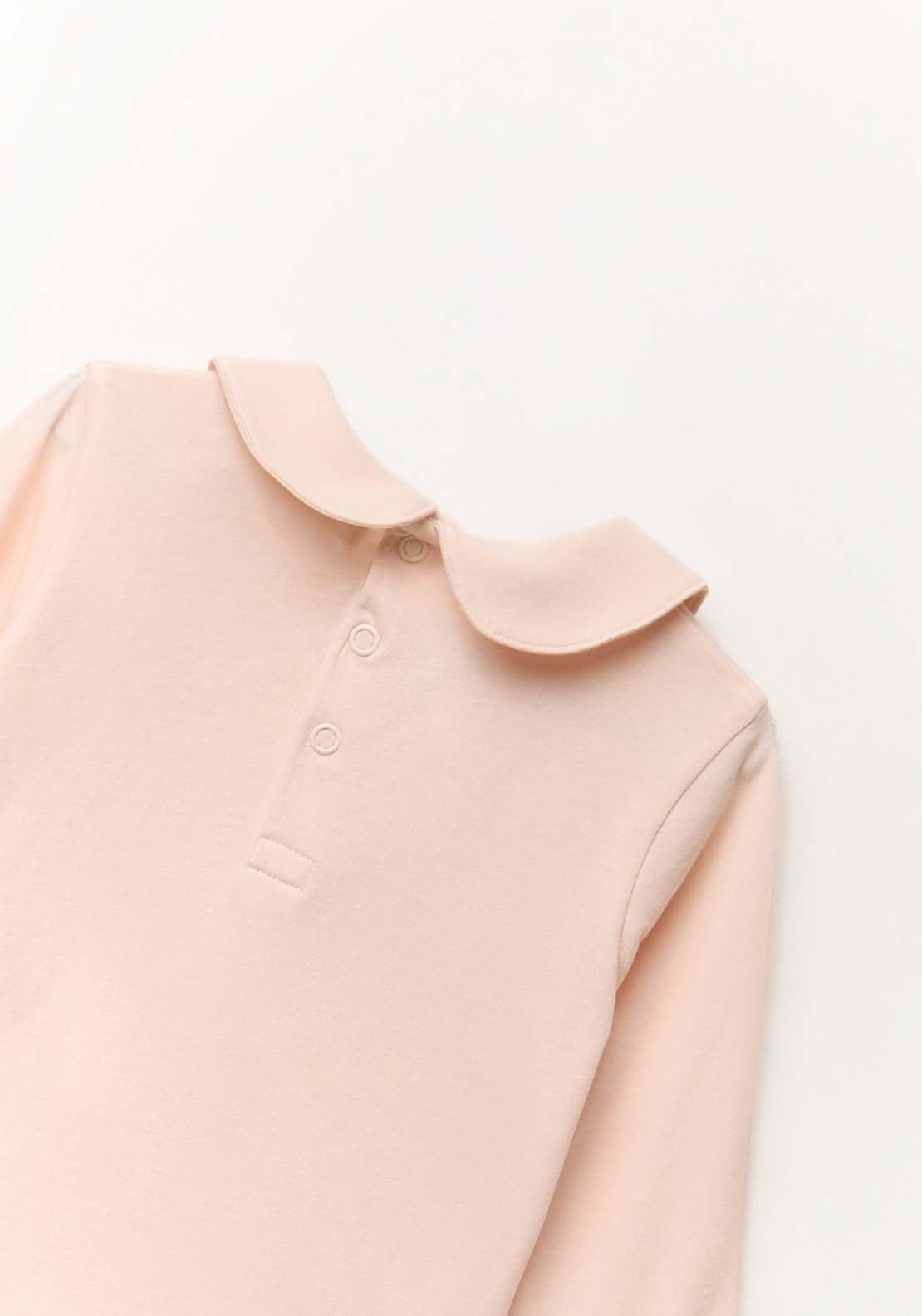 Peter Pan Collar Long-Sleeved T-Shirt - Pink