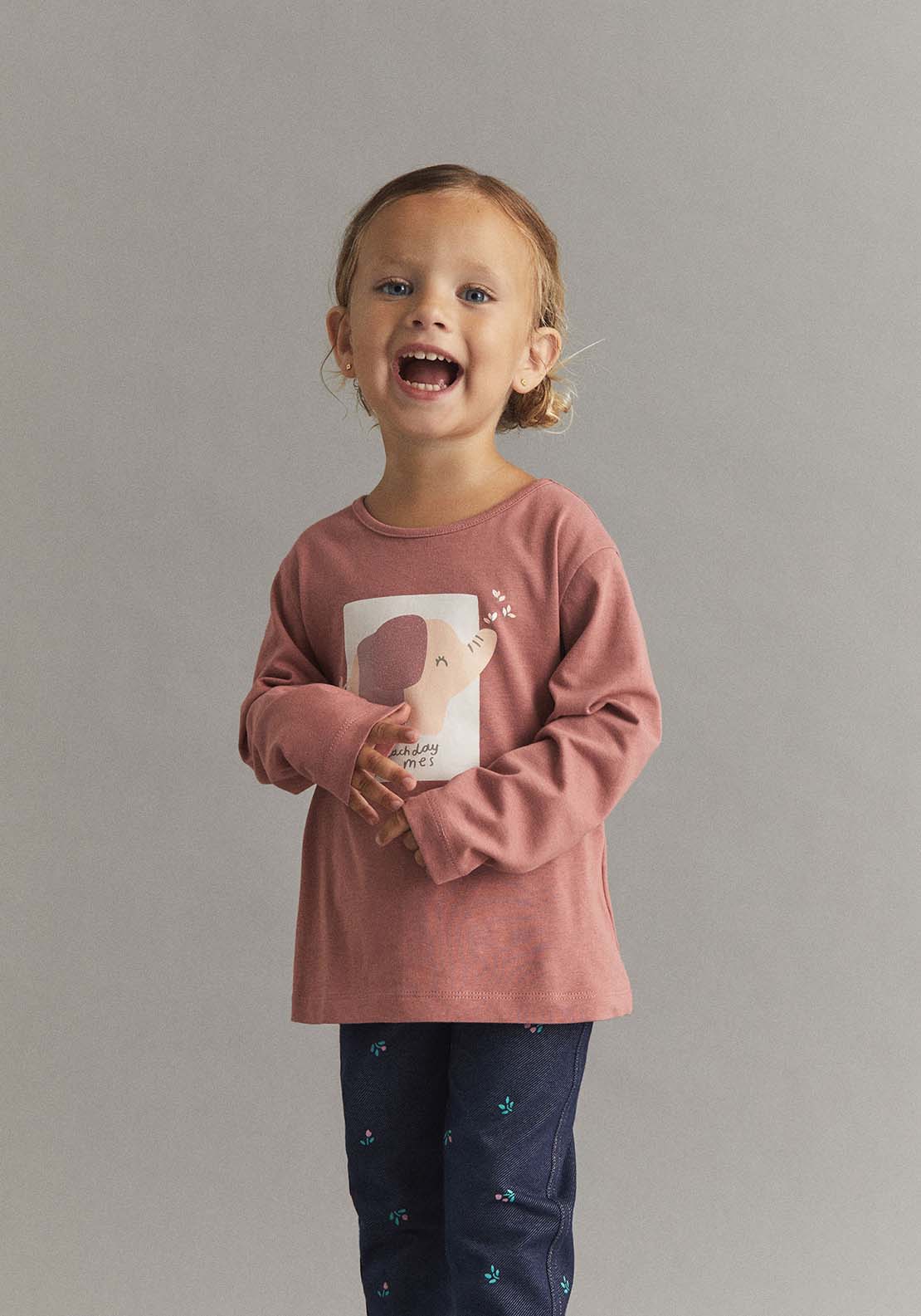Elephant Long-Sleeved T-Shirt - Pink