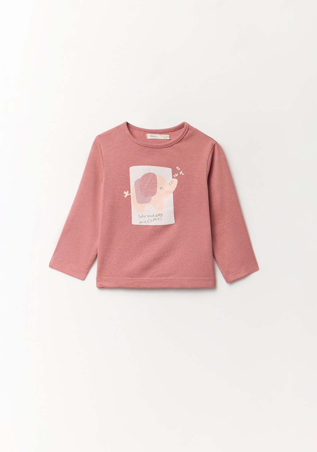 Elephant Long-Sleeved T-Shirt - Pink