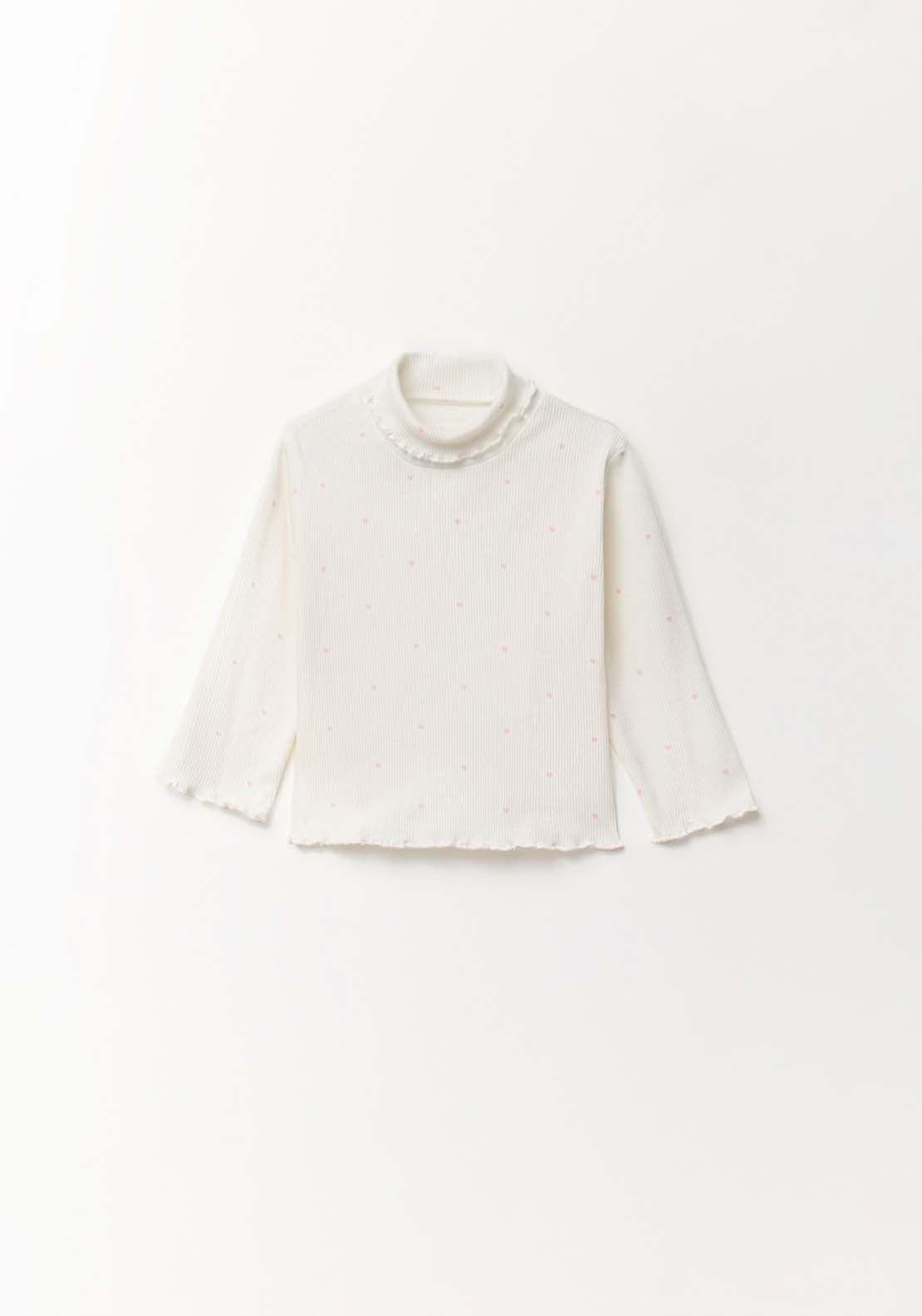 High Neck Long-Sleeved T-Shirt - White