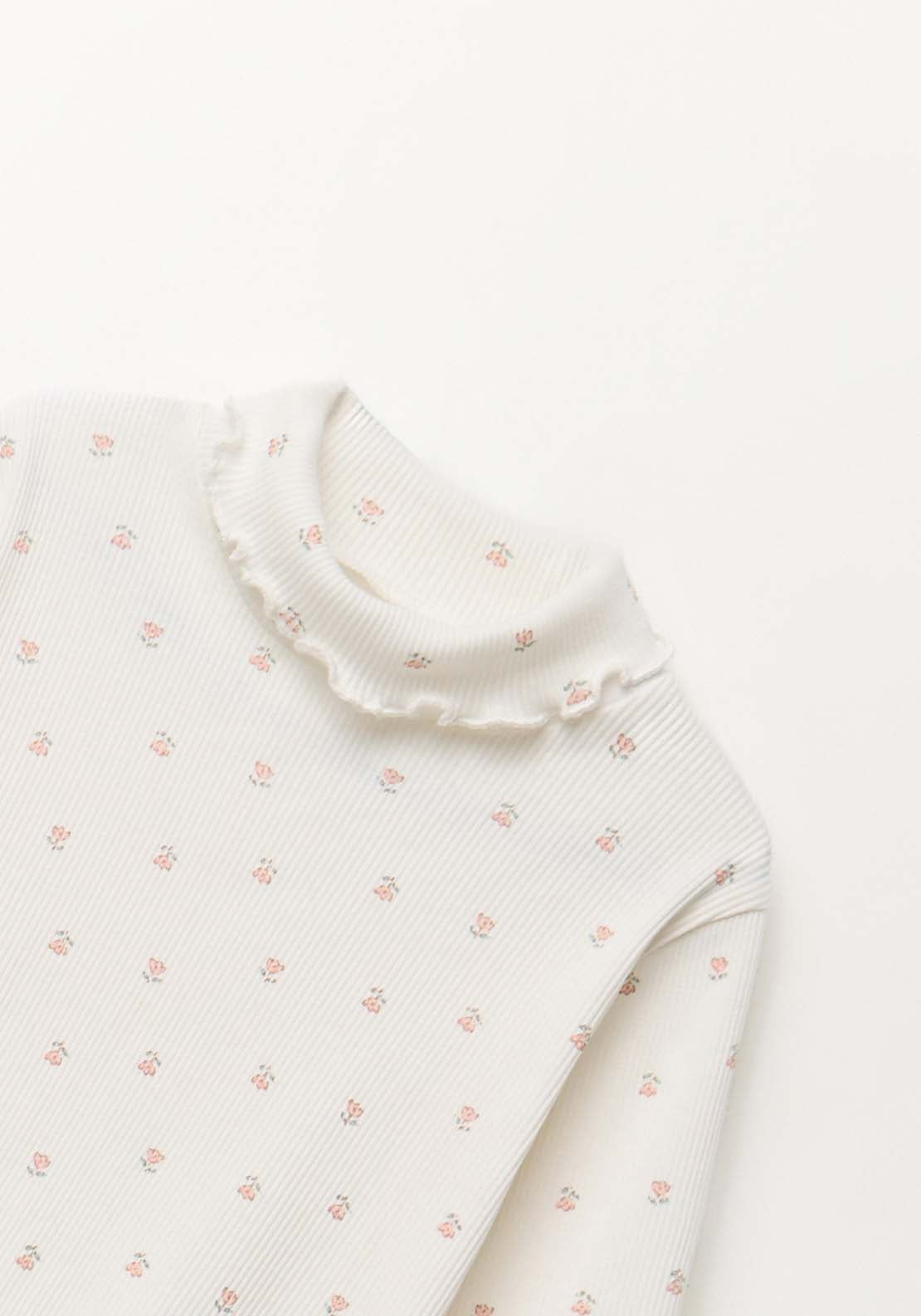 High Neck Long-Sleeved T-Shirt - White