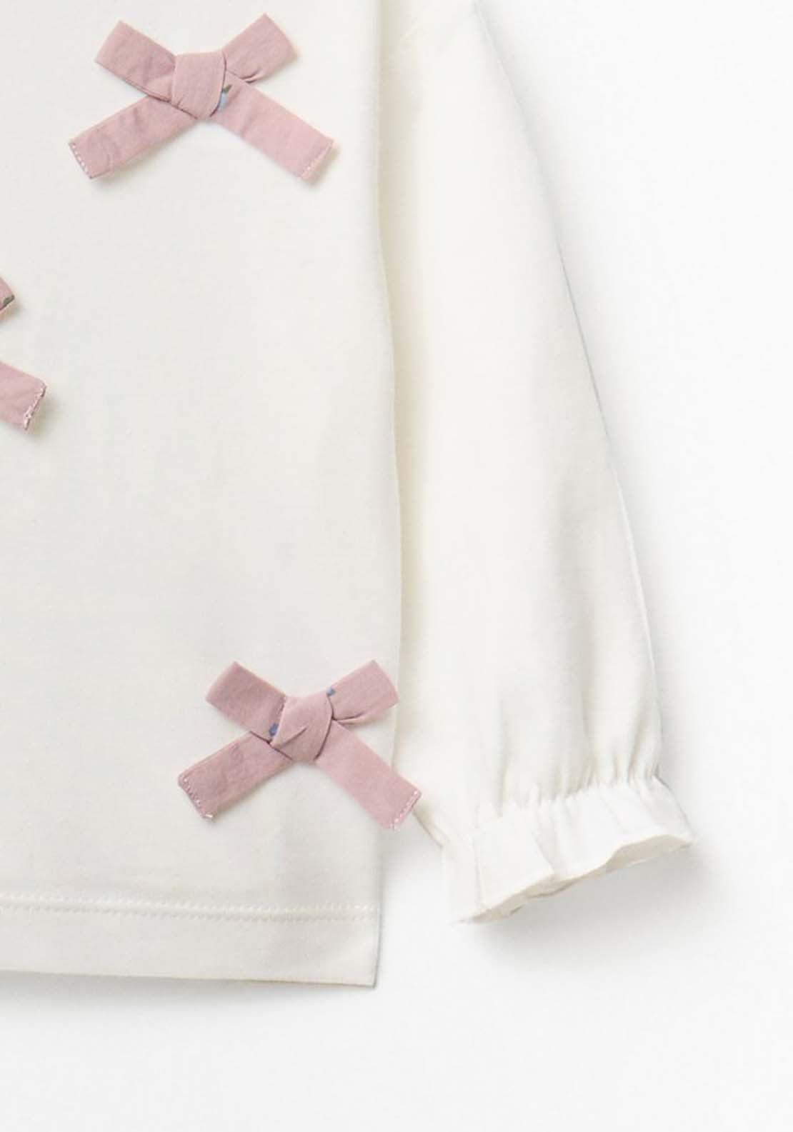 T-Shirt With Bows - White
