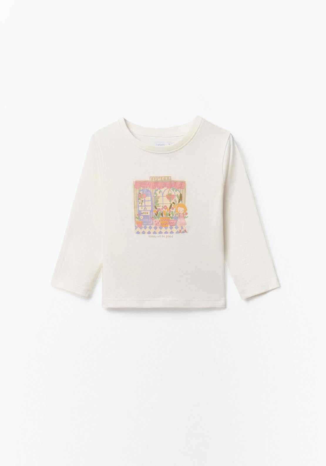 Long Sleeve Florist T-shirt - White