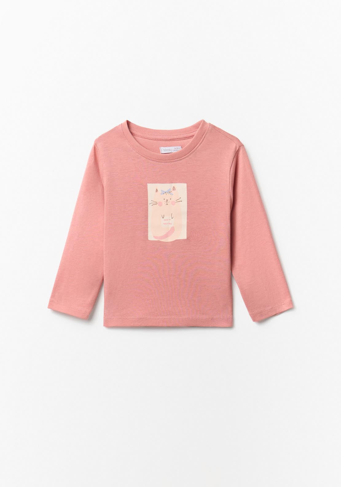 Long Sleeve Kitten T-shirt - Pink