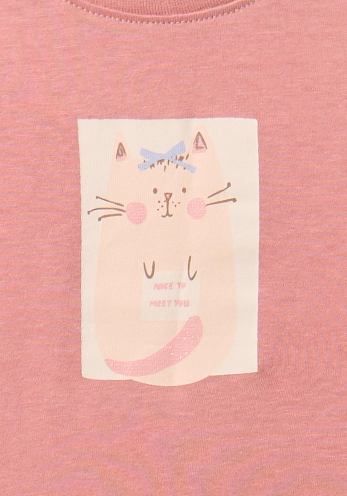 Long Sleeve Kitten T-shirt - Pink