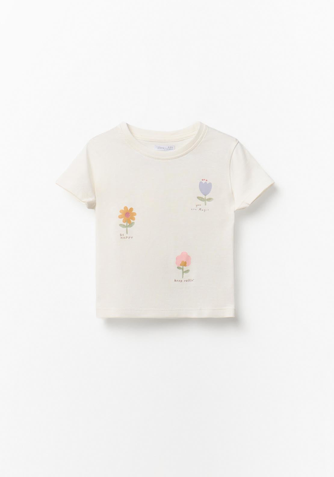 Flower Glitter T-shirt - White