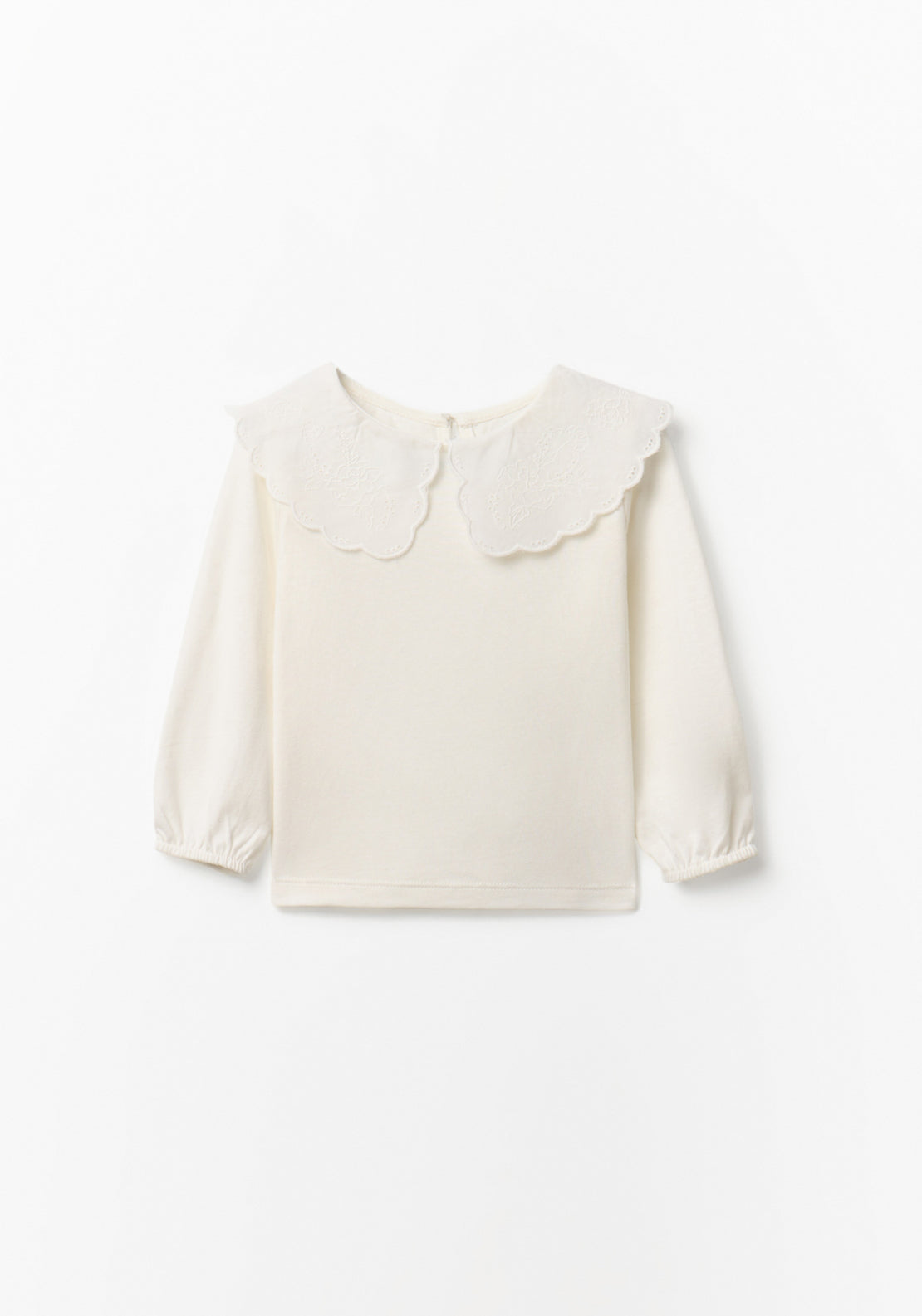 Plain T-Shirt with Collar Detail - White