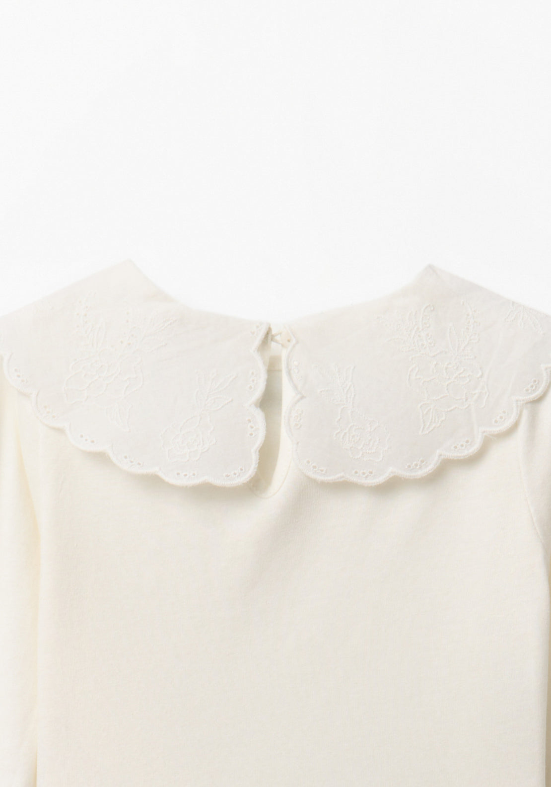 Plain T-Shirt with Collar Detail - White