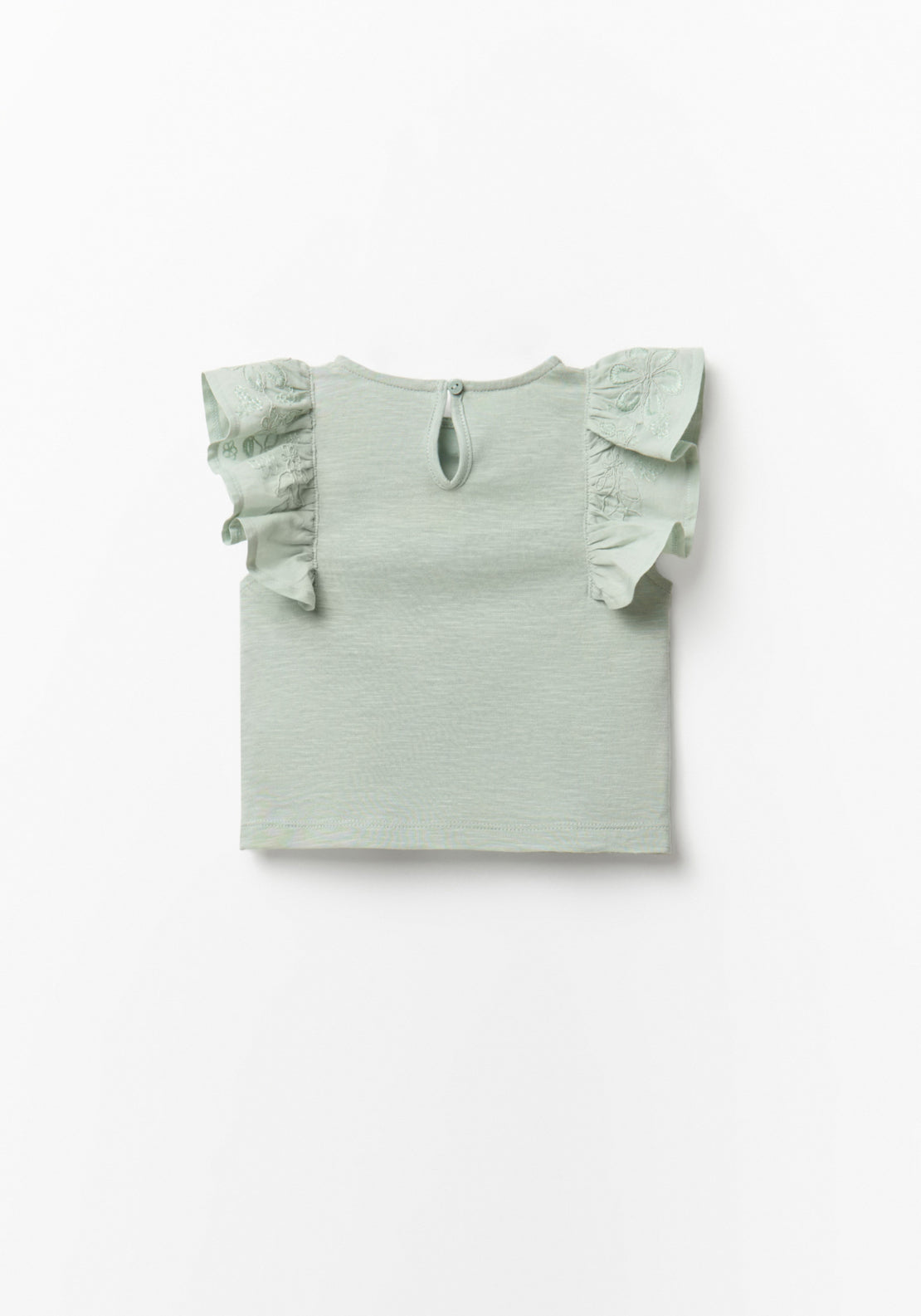 Plain T-Shirt with Sleeve Detail - Green