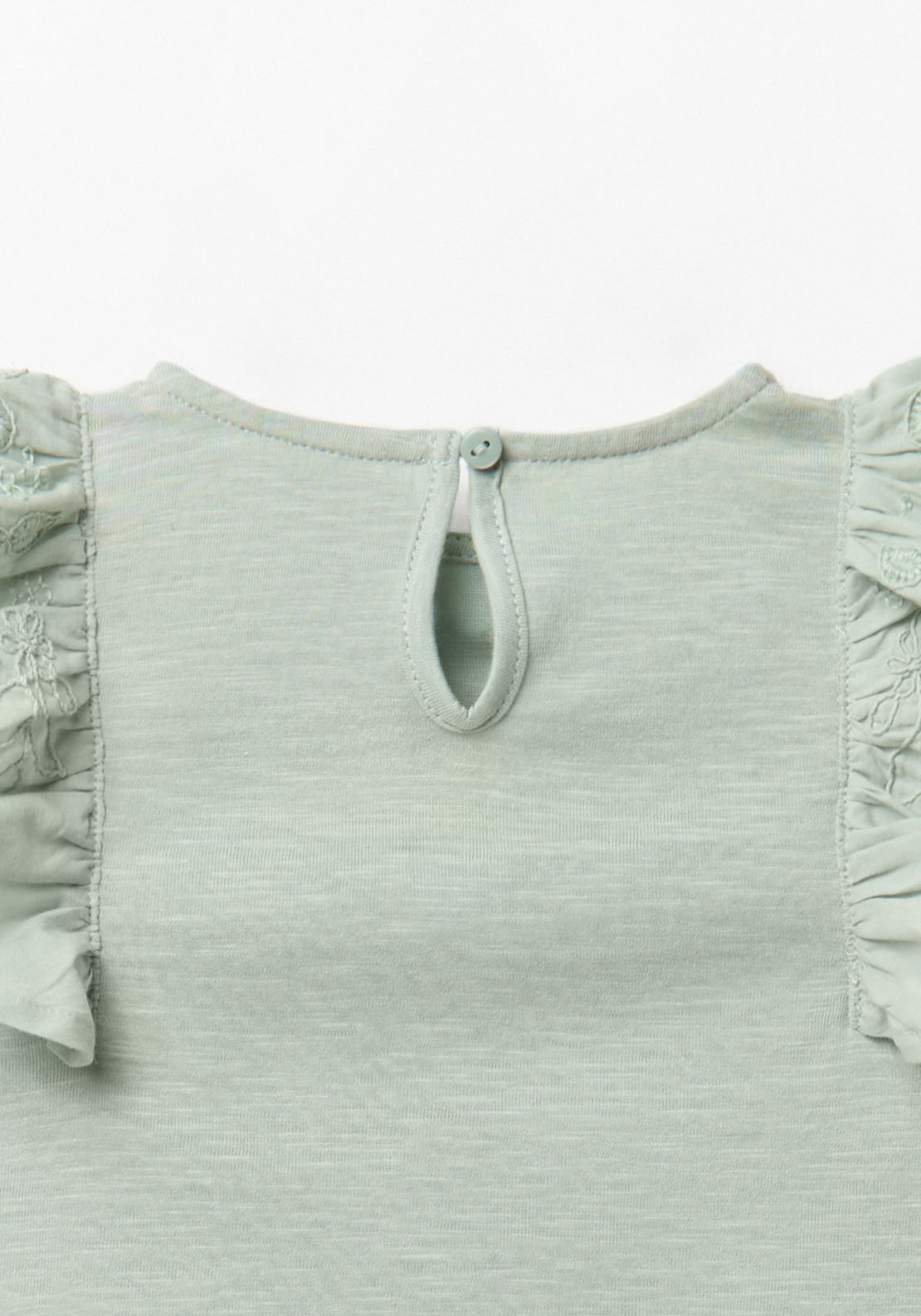Plain T-Shirt with Sleeve Detail - Green