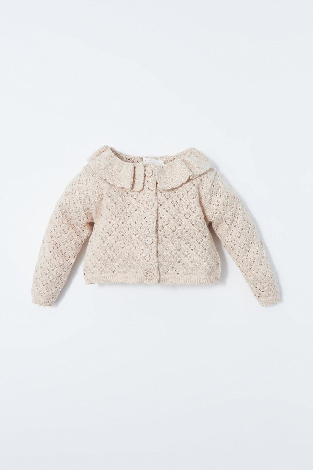Sfera Ruffled collar cardigan - Beige 1 Shaws Department Stores