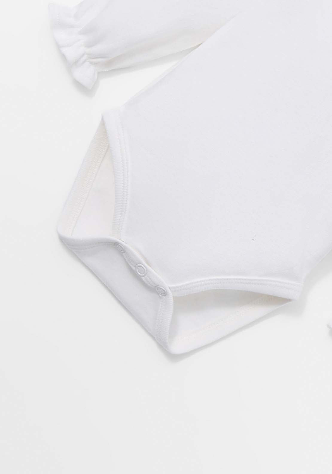Long Sleeved Bodysuit with Peter Pan Collar - White
