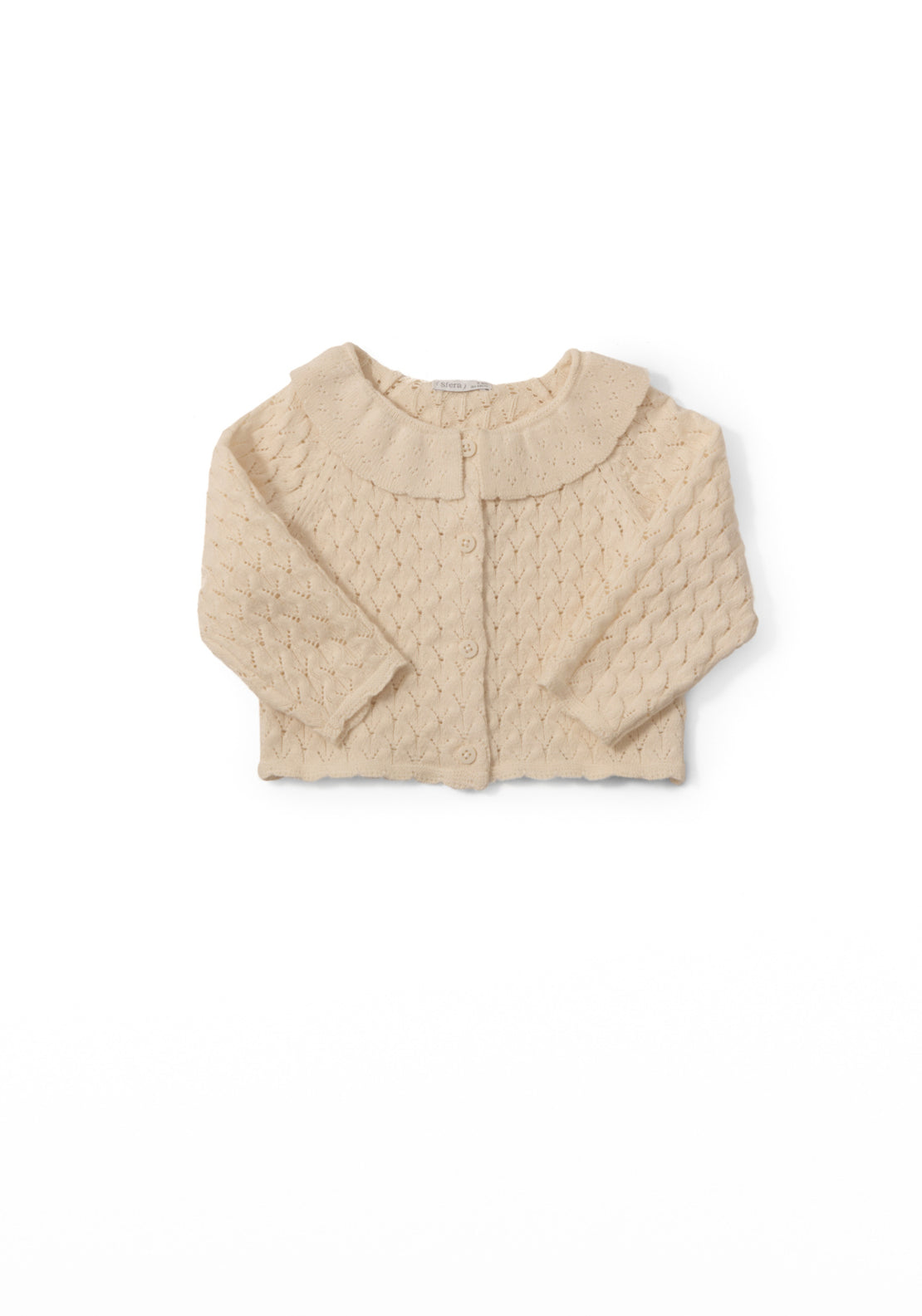 Ruffle Collar Cardigan - Cream