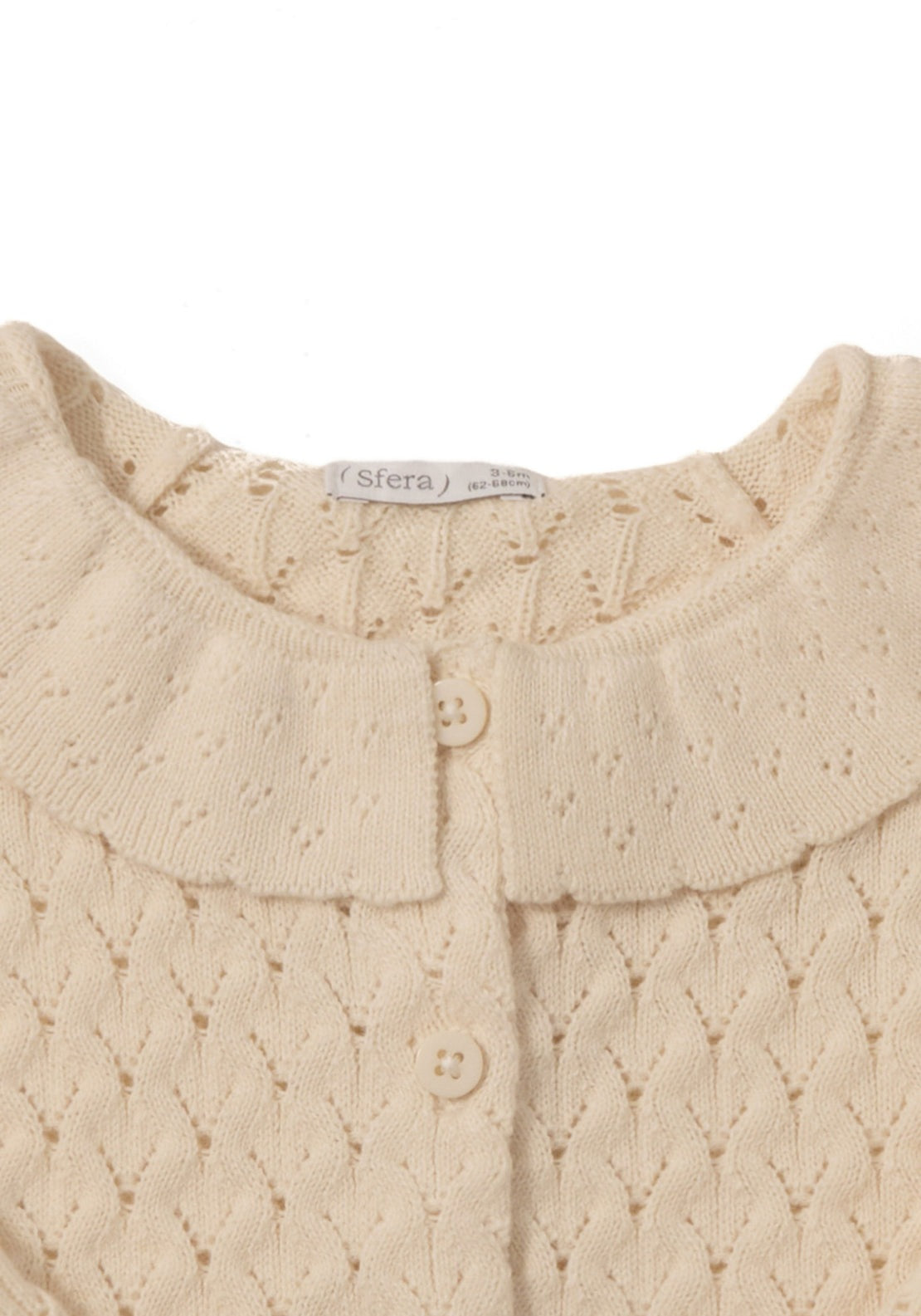 Ruffle Collar Cardigan - Cream
