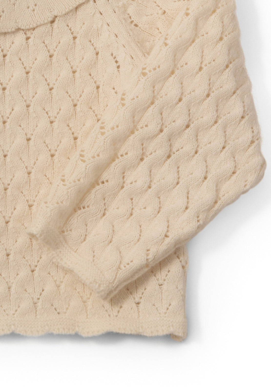 Ruffle Collar Cardigan - Cream