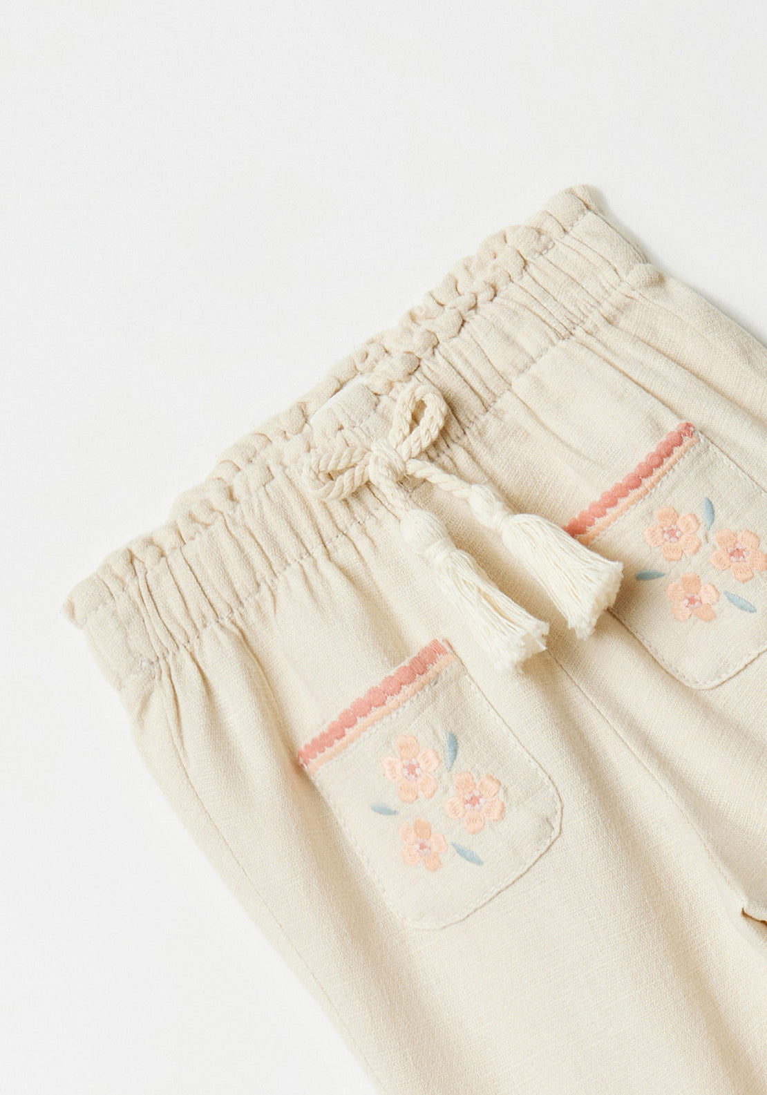 Sfera Embroidered rustic trousers - Beige 2 Shaws Department Stores