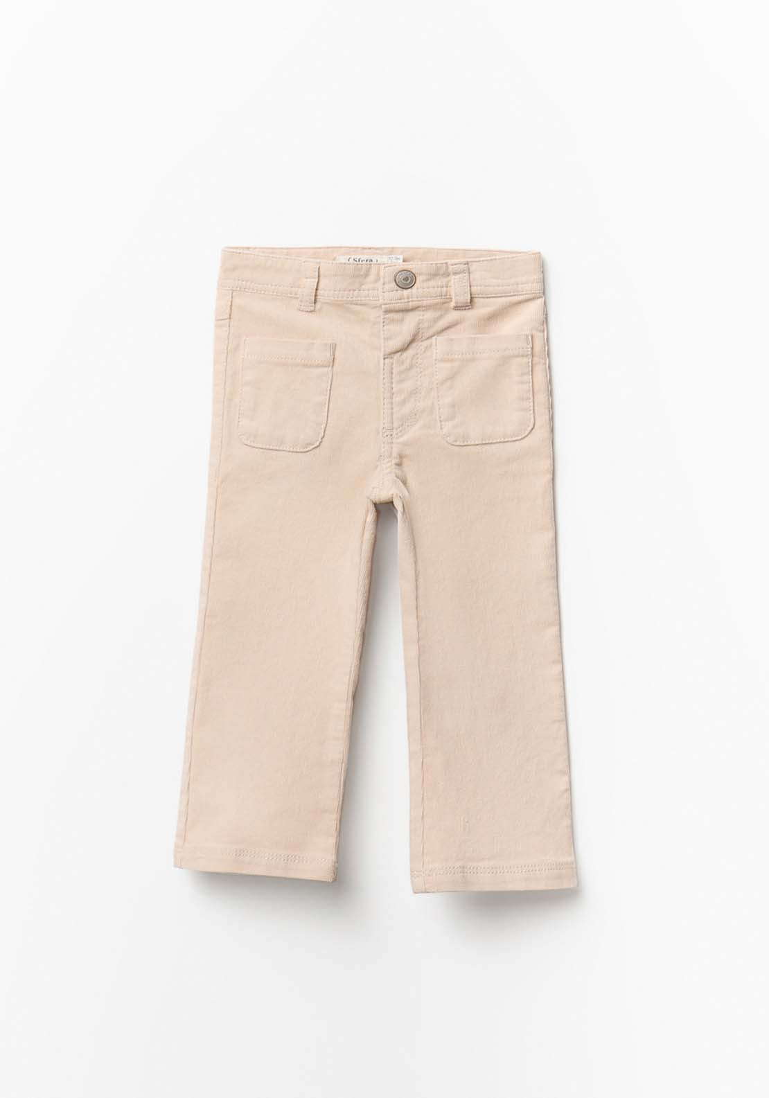 Flared Corduroy Trousers - Cream