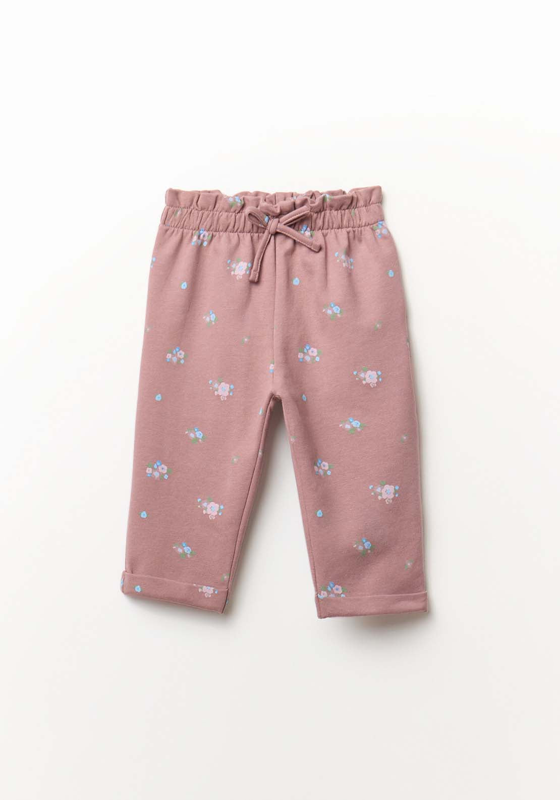 Bow Floral-Print Trousers - Purple