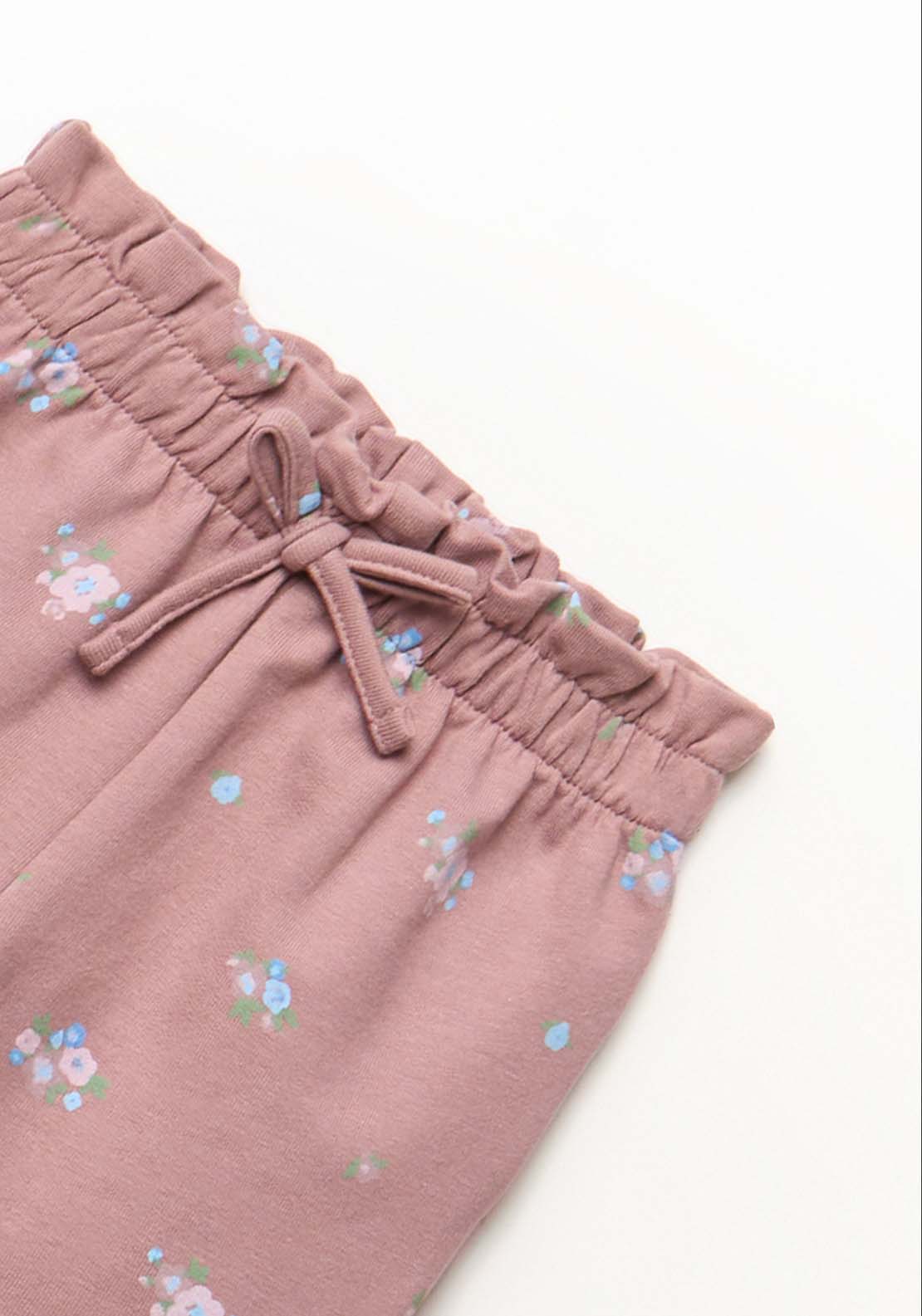 Bow Floral-Print Trousers - Purple