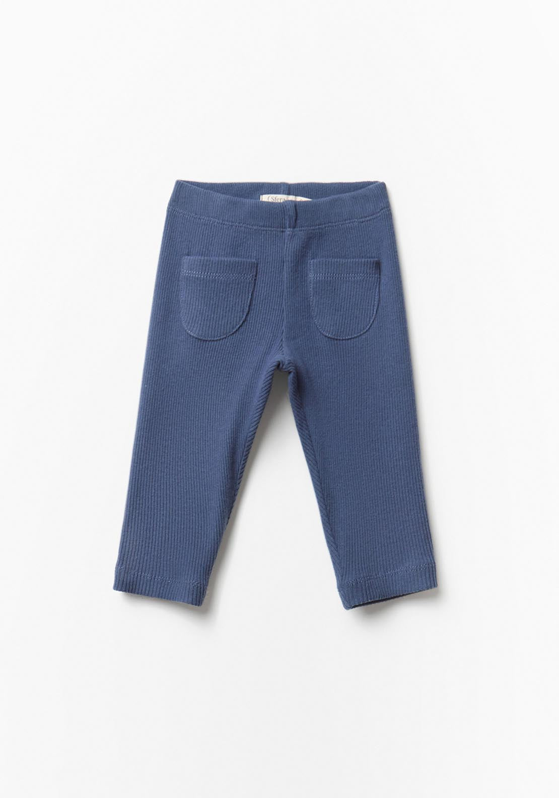 Sfera Ribbed Cotton Trousers - Blue 1 Shaws Department Stores