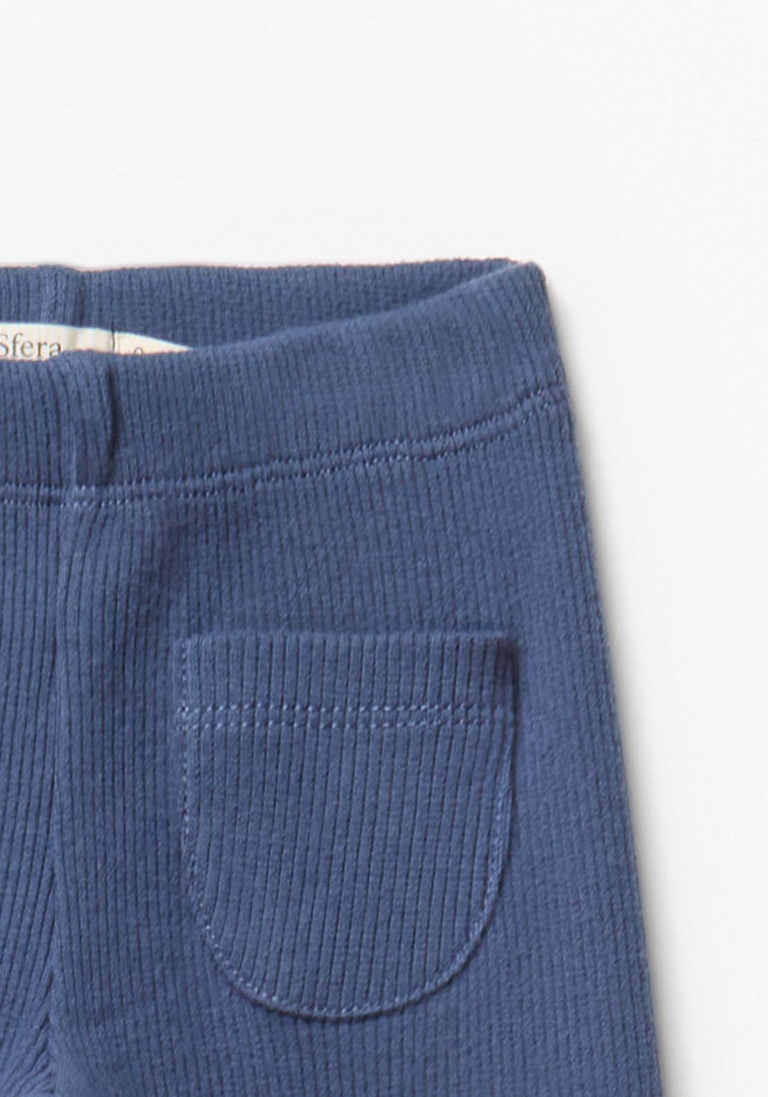 Sfera Ribbed Cotton Trousers - Blue 2 Shaws Department Stores