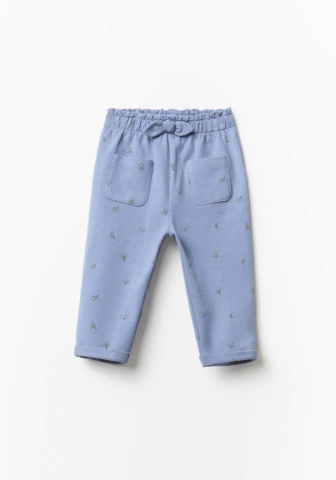 Cotton Trousers With Flower Print - Cream