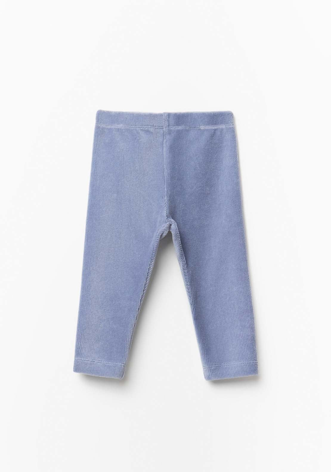 Plain Velour Leggings - Blue