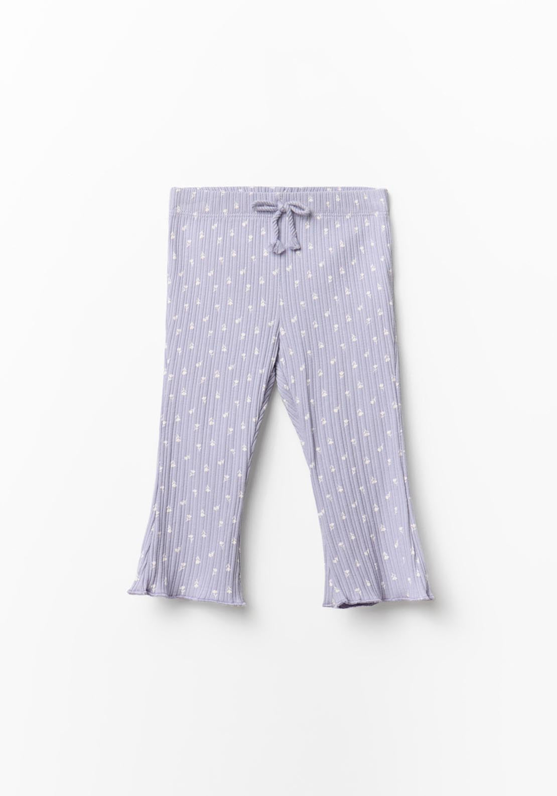 Floral Flared Leggings - Purple