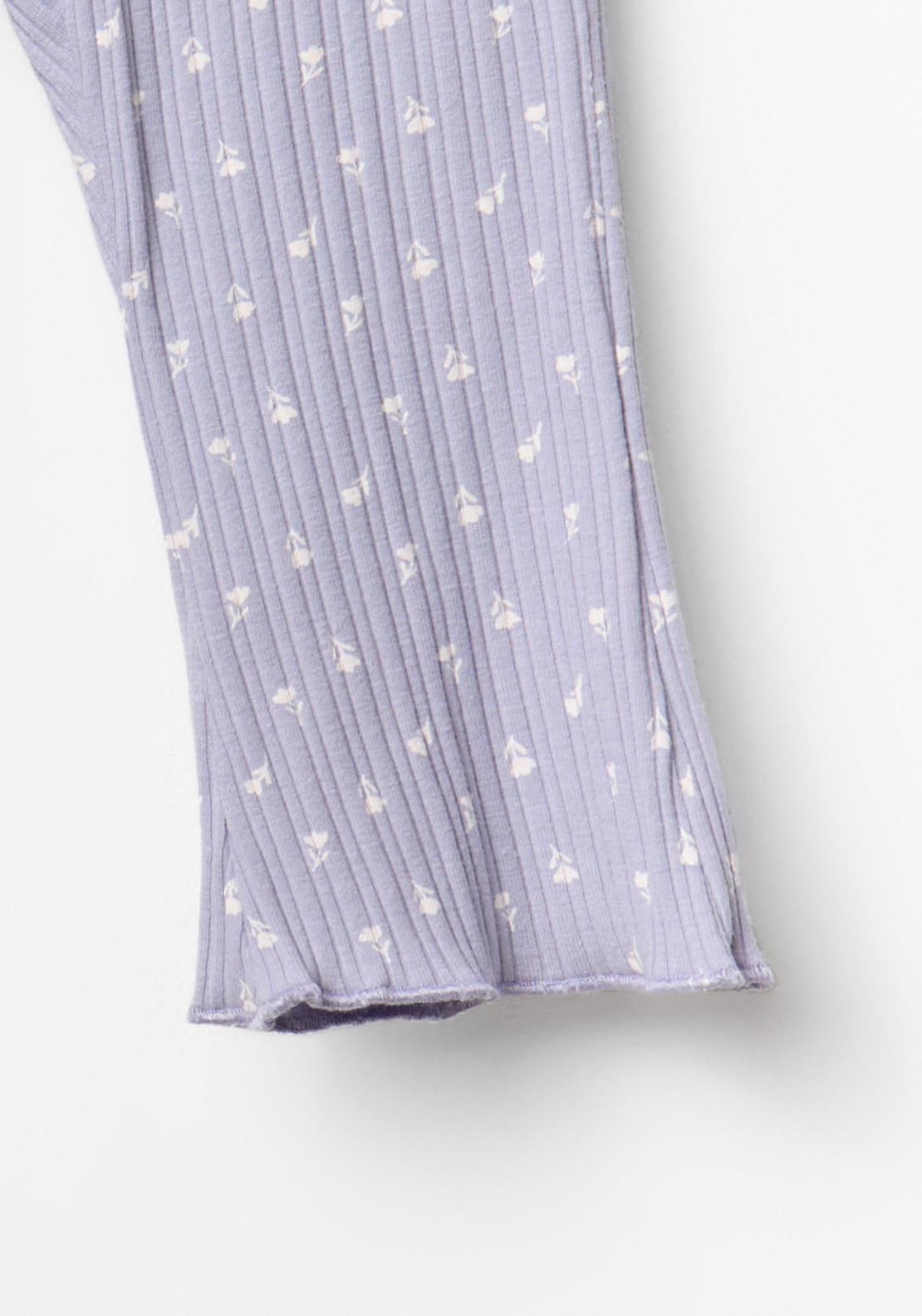 Floral Flared Leggings - Purple