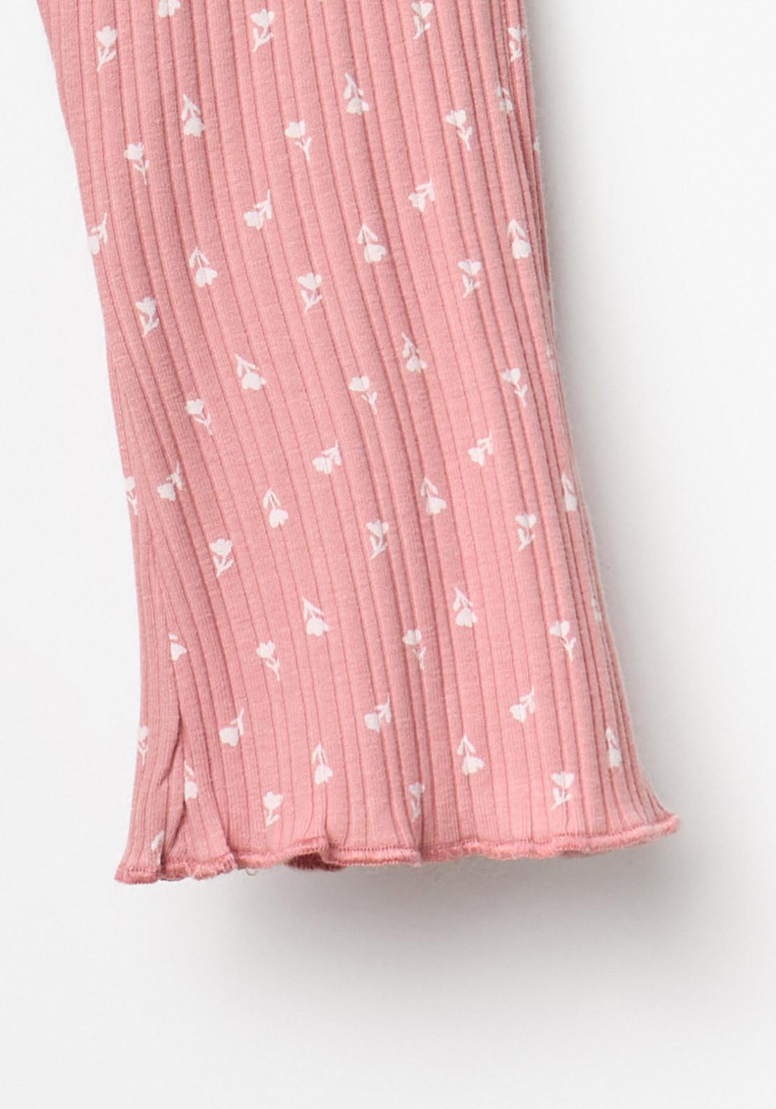 Floral Flared Leggings - Pink