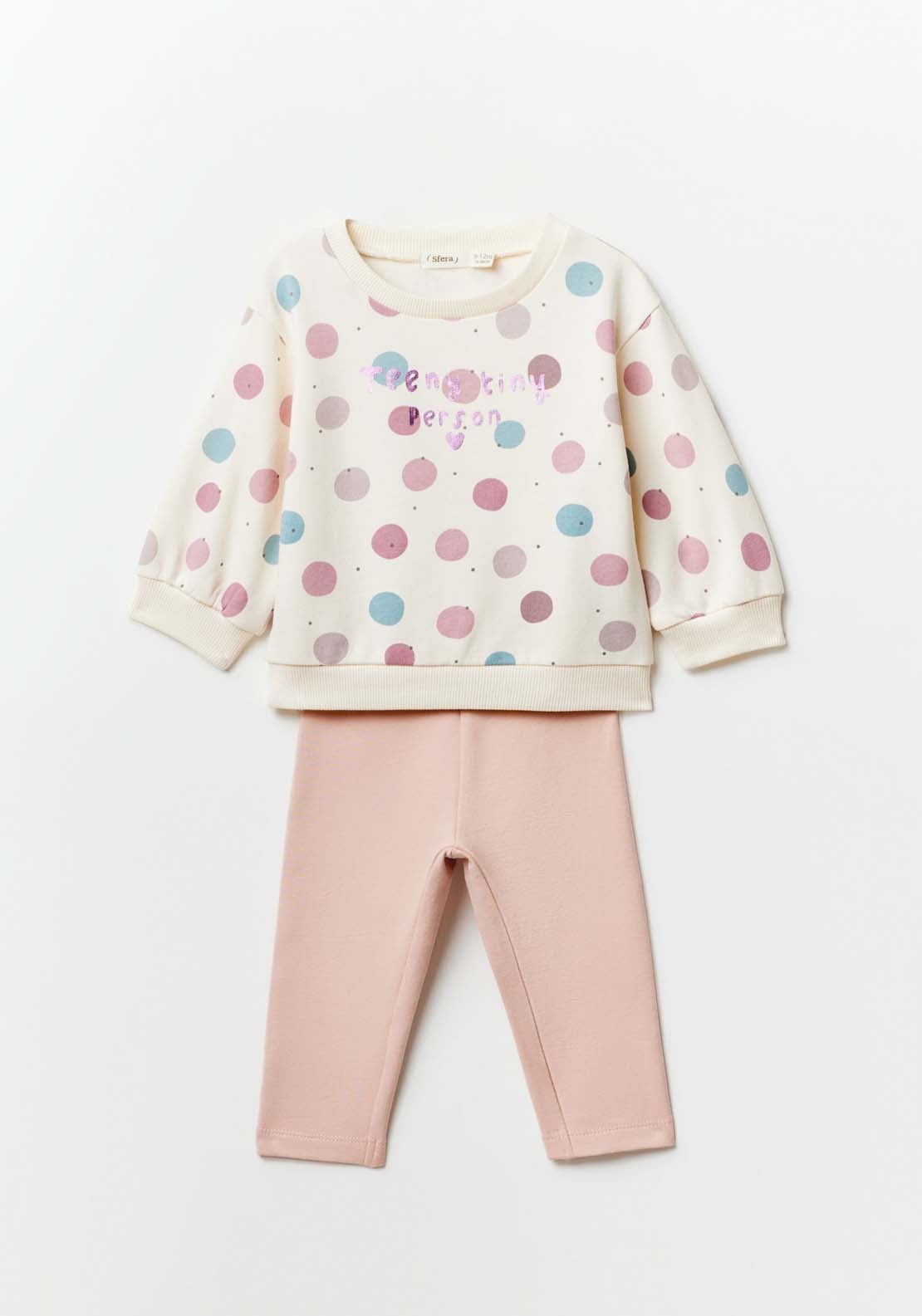 Sfera Long Sleeve Polka Dot Set - Pink Light 1 Shaws Department Stores