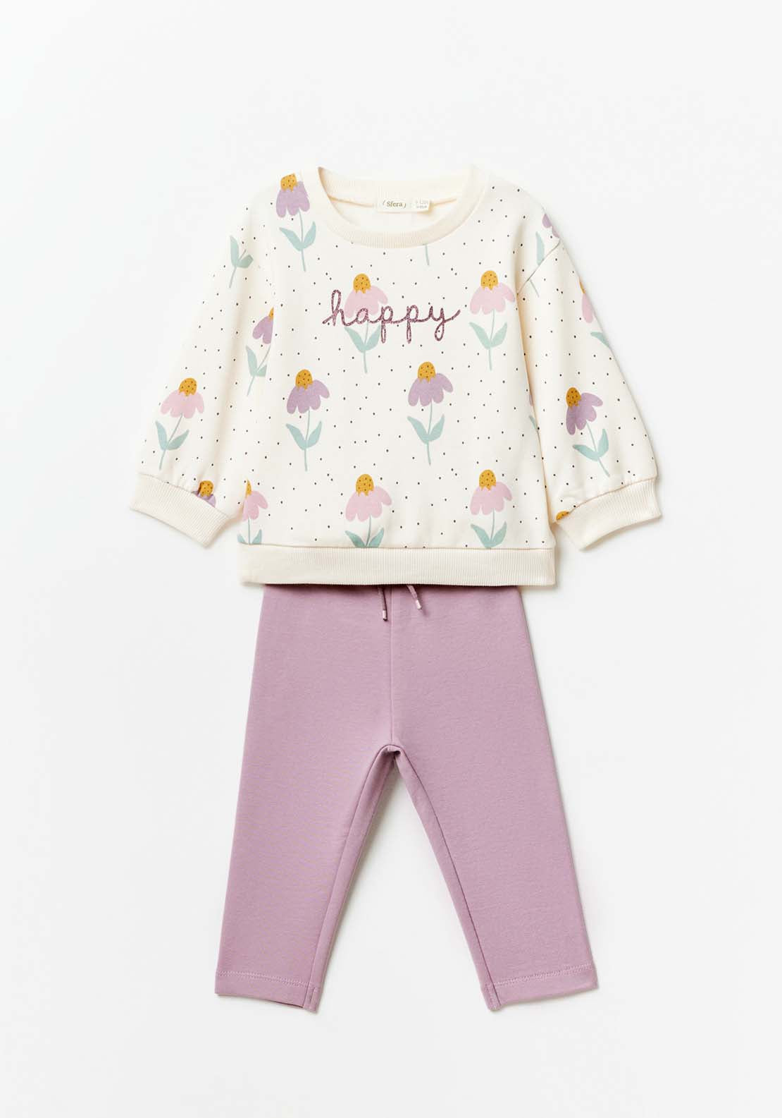 Sfera Baby Girl Flower Jog Set - Mauve 1 Shaws Department Stores