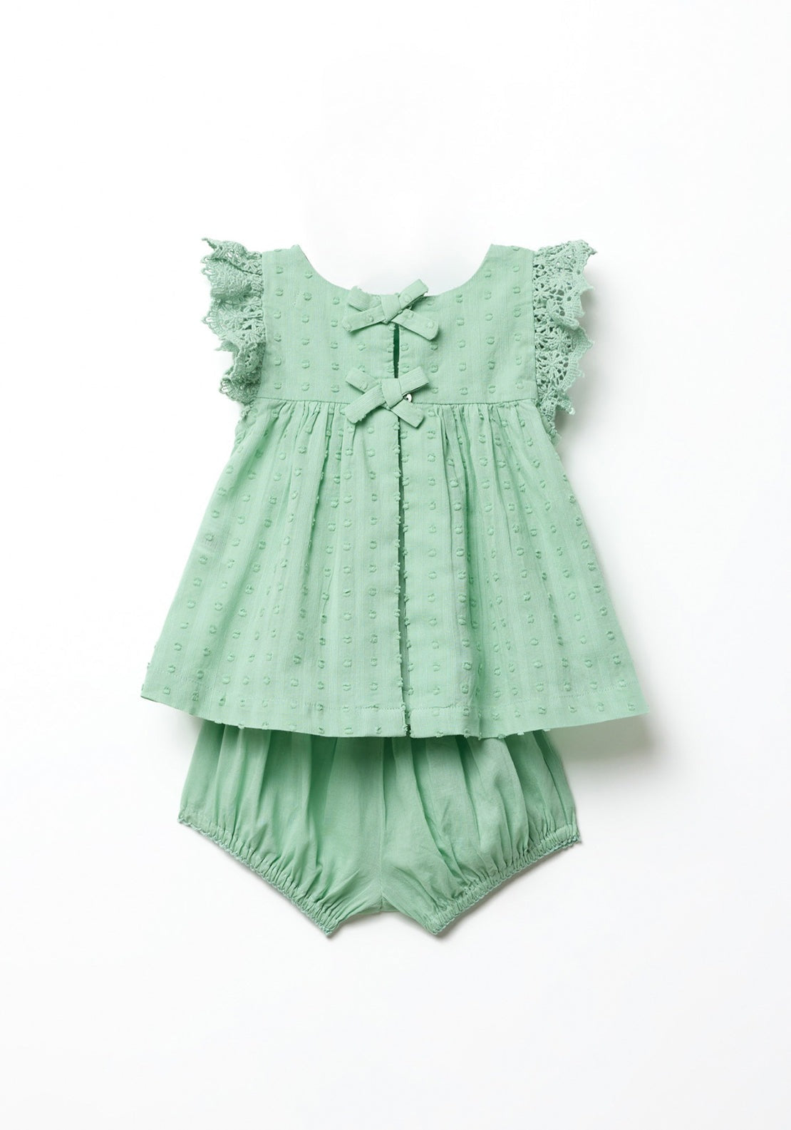 Sfera Ruffled blouse set - Green 1 Shaws Department Stores