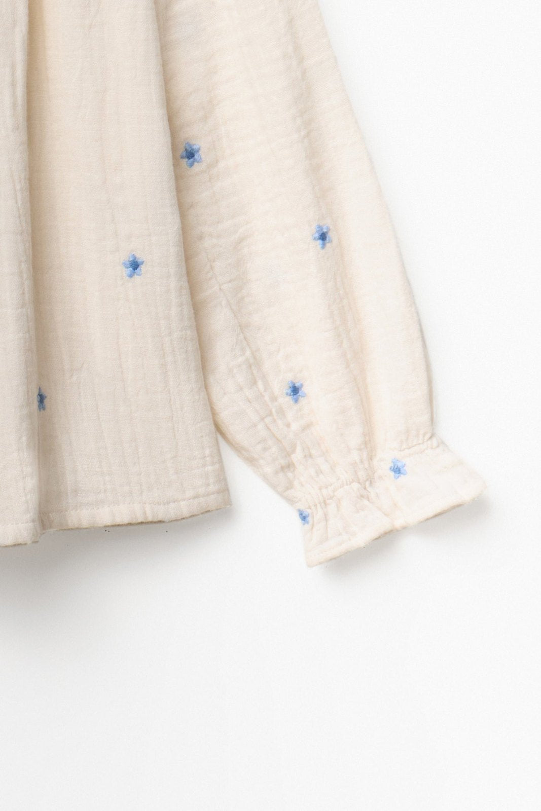 Blouse With Floral Embroidery - Cream