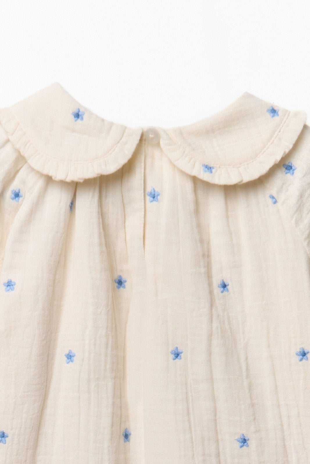 Blouse With Floral Embroidery - Cream