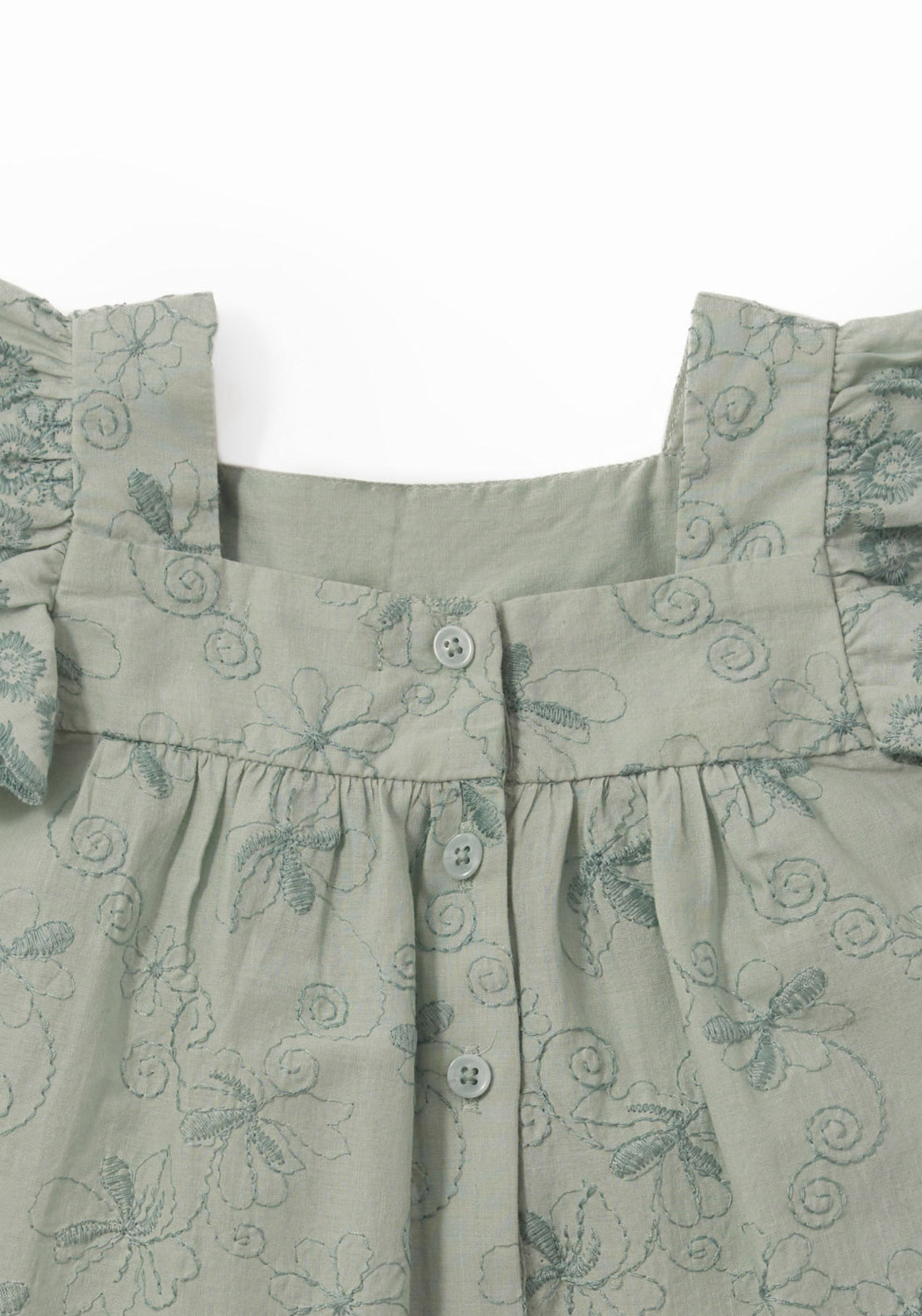 Embroidered Knit Blouse Set - Green