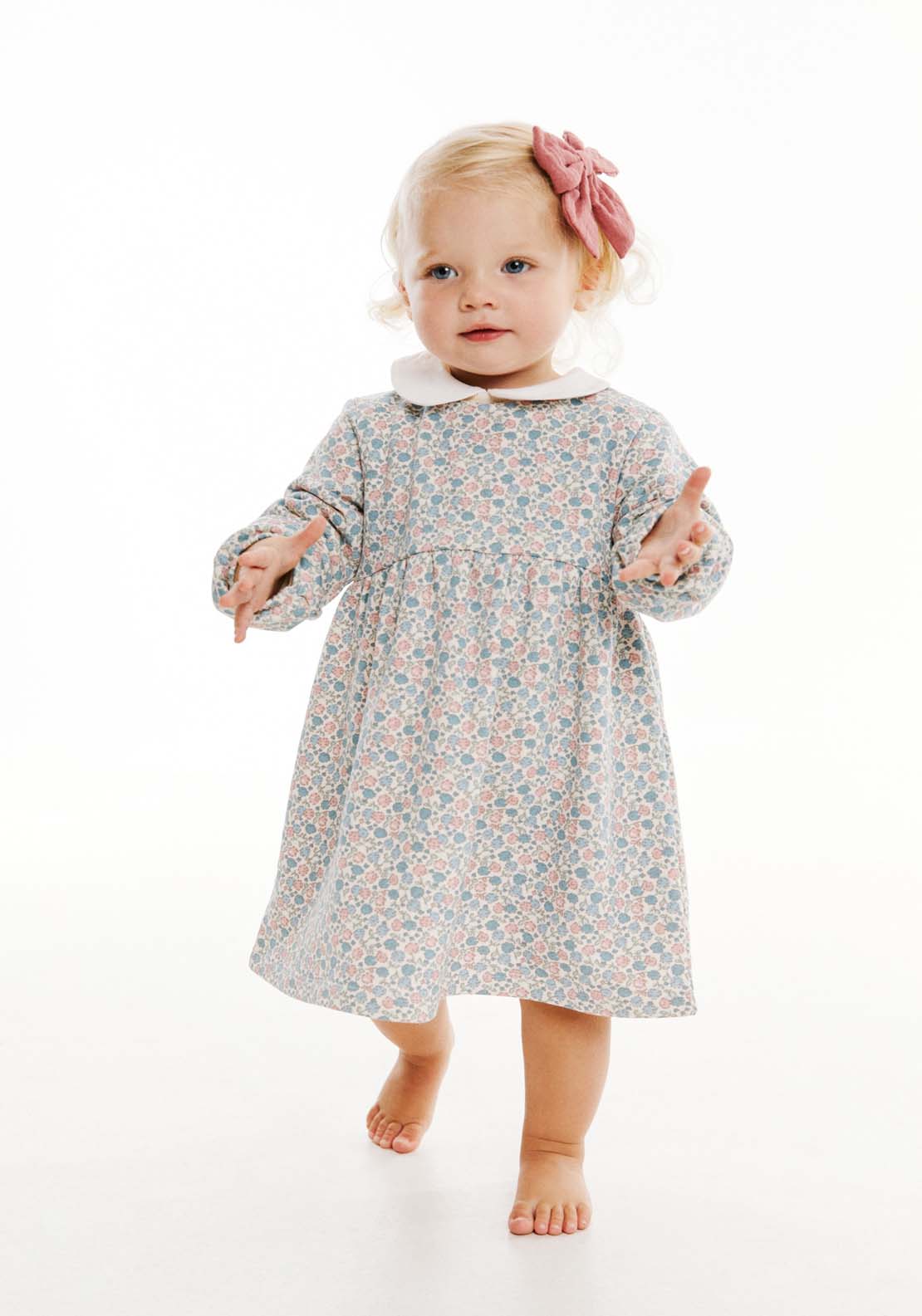 Sfera Long Sleeve Smock Floral Dress - Blue 2 Shaws Department Stores