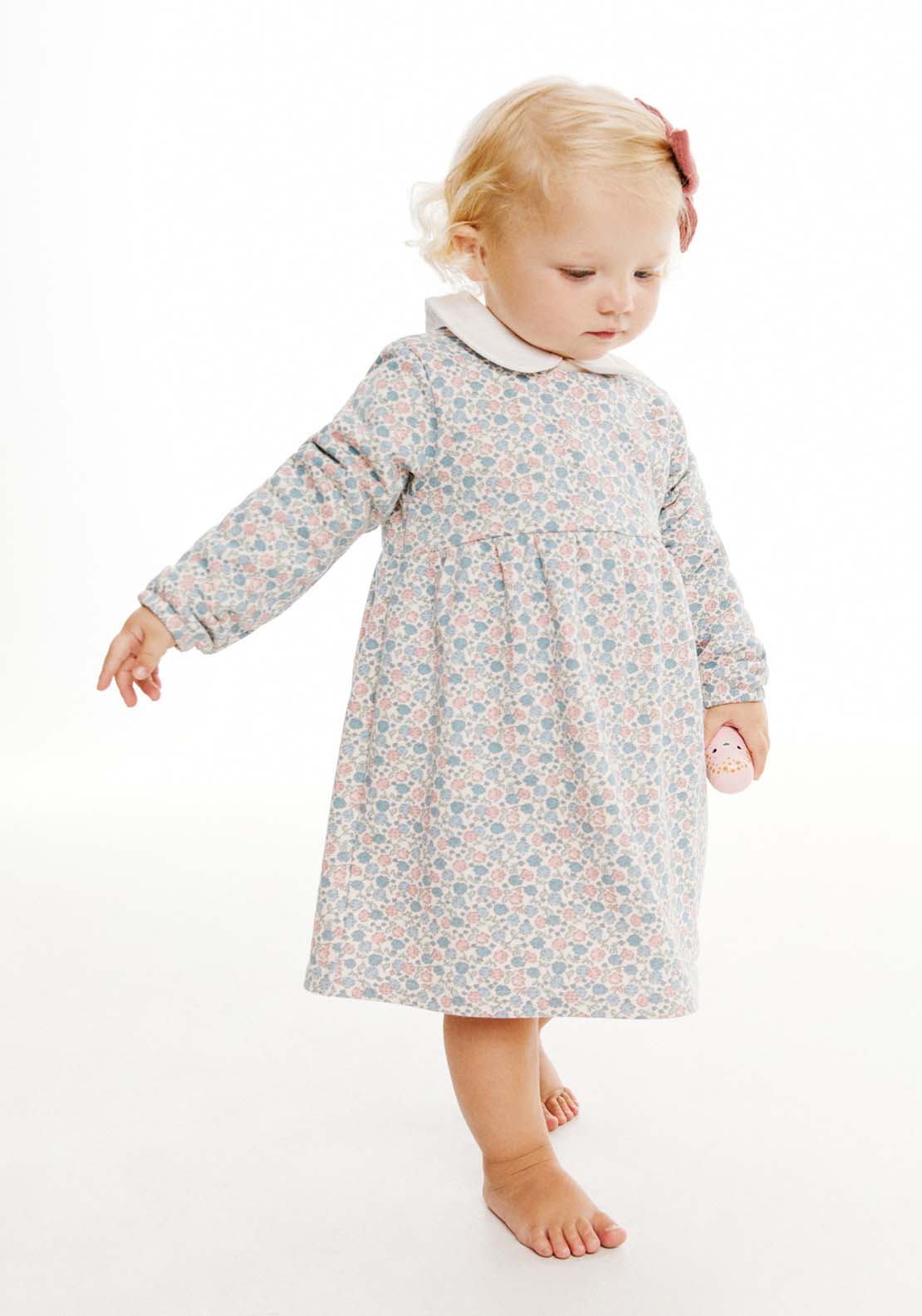 Sfera Long Sleeve Smock Floral Dress - Blue 3 Shaws Department Stores