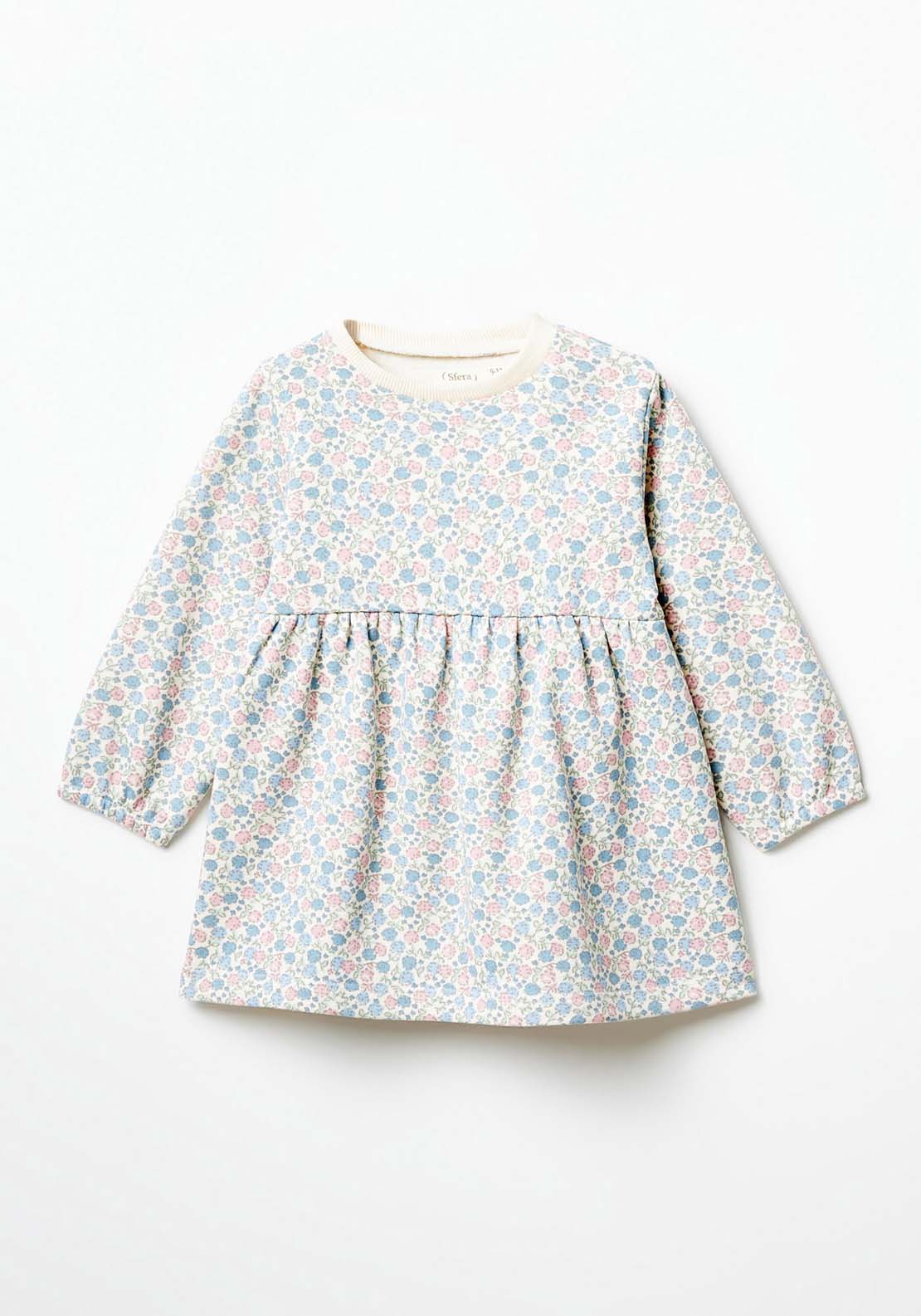 Sfera Long Sleeve Smock Floral Dress - Blue 4 Shaws Department Stores