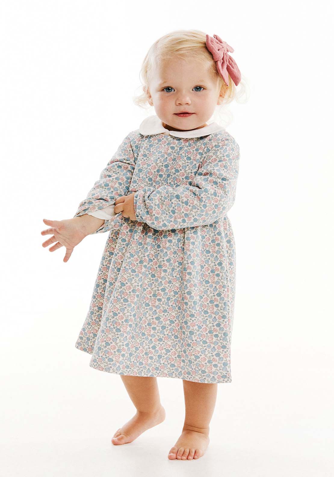 Sfera Long Sleeve Smock Floral Dress - Blue 1 Shaws Department Stores