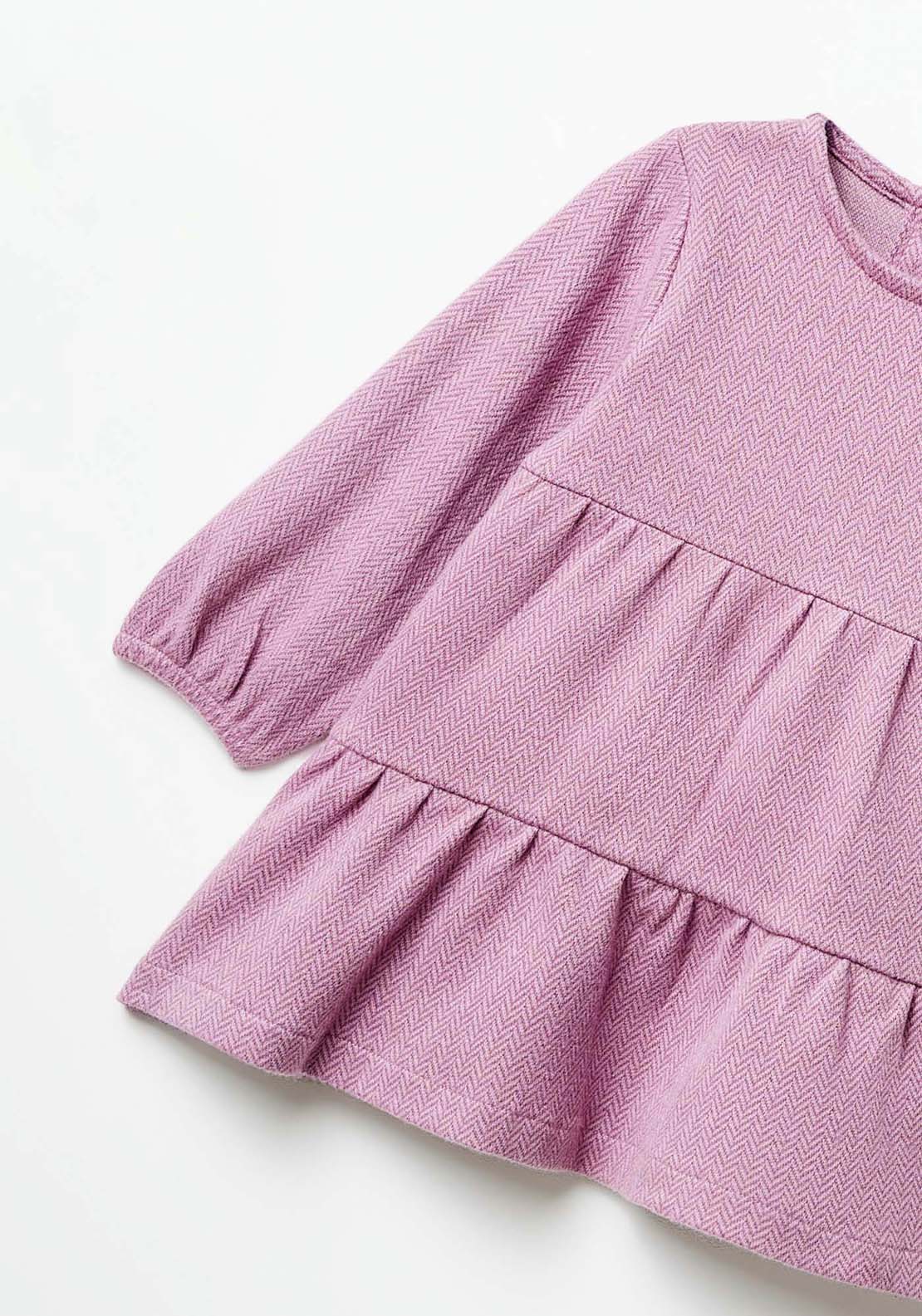 Sfera Long Sleeve Plain Tired Dress - Purple 2 Shaws Department Stores