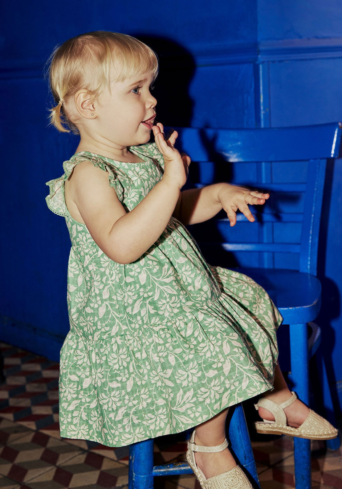 Sfera Printed two-tone dress - Green 2 Shaws Department Stores